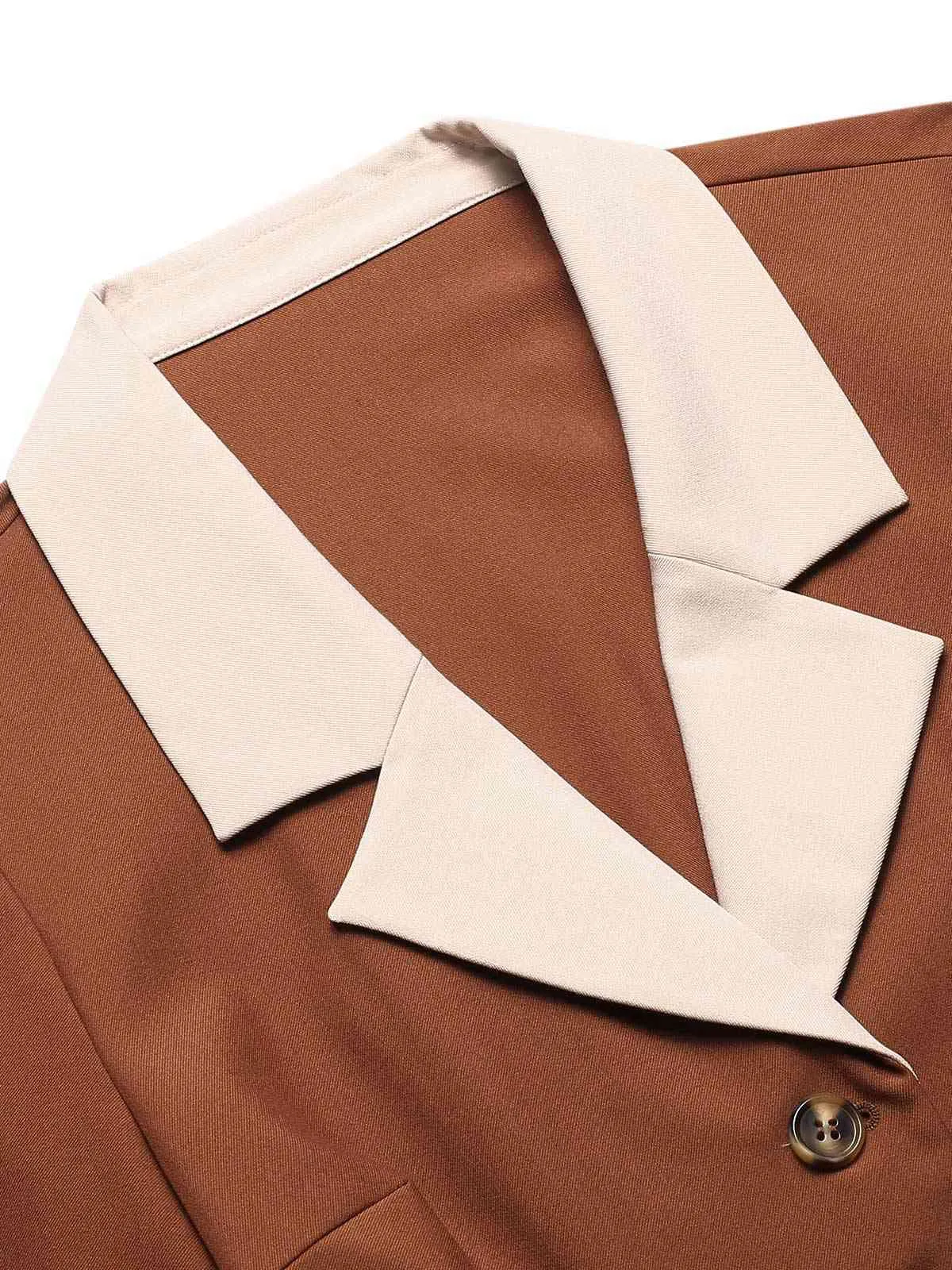 Brown 1940s Color Block Lapel Coat sold by Retro Stage product image thumbnail 5