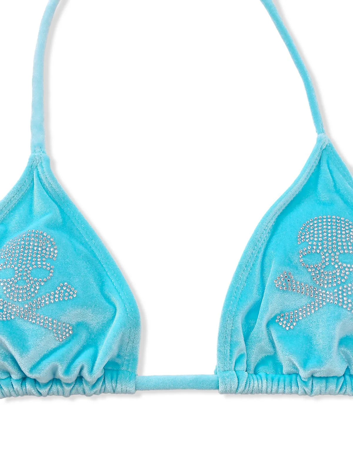 Blue 1980s Velvet Rhinestone Skull Print Bikini Set sold by Retro Stage product image thumbnail 4