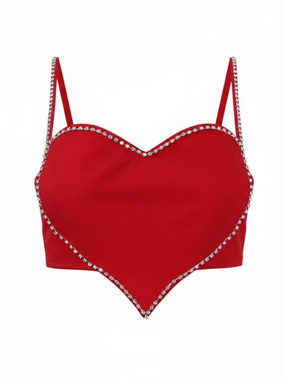 Red 1980s Valentine’s Day Heart-Shaped Rhinestone Crop Top sold by Retro Stage product image thumbnail 2