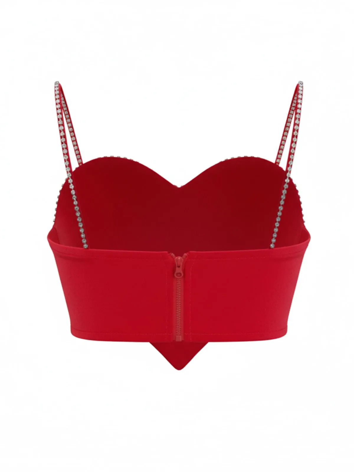 Red 1980s Valentine’s Day Heart-Shaped Rhinestone Crop Top sold by Retro Stage product image thumbnail 3