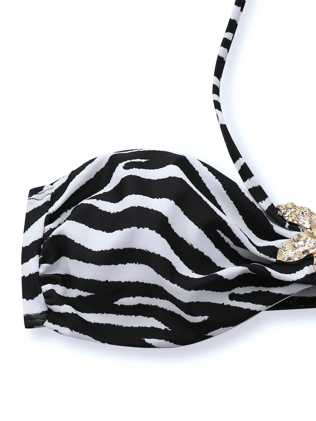 1960s Zebra Print Sea Star Accents Bandeau Bikini Set sold by Retro Stage product image thumbnail 5