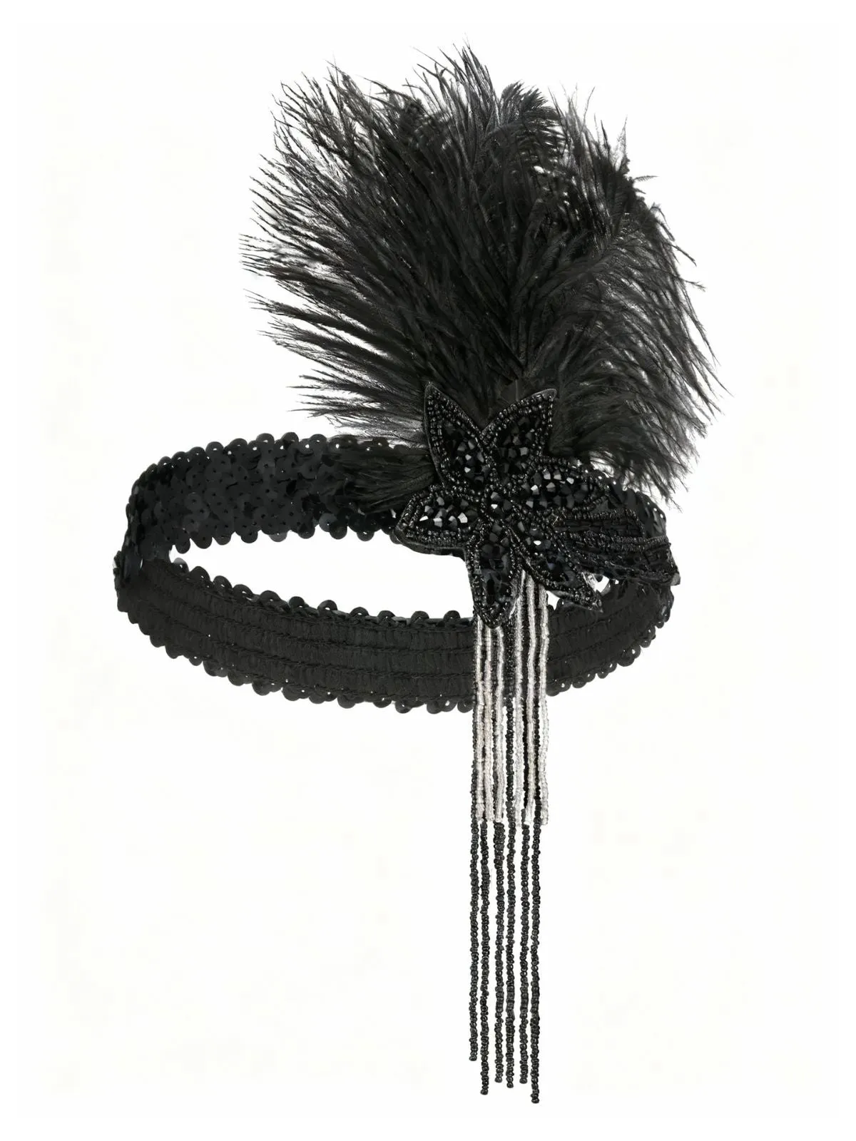 1920s Gatsby Feather Sequin Beaded Headpiece sold by Retro Stage product image thumbnail 3