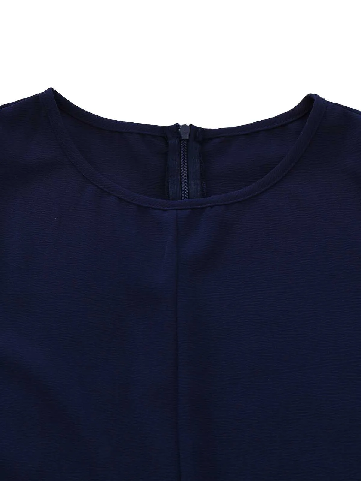 Navy Blue 1980s Belted Solid Romper sold by Retro Stage product image thumbnail 4