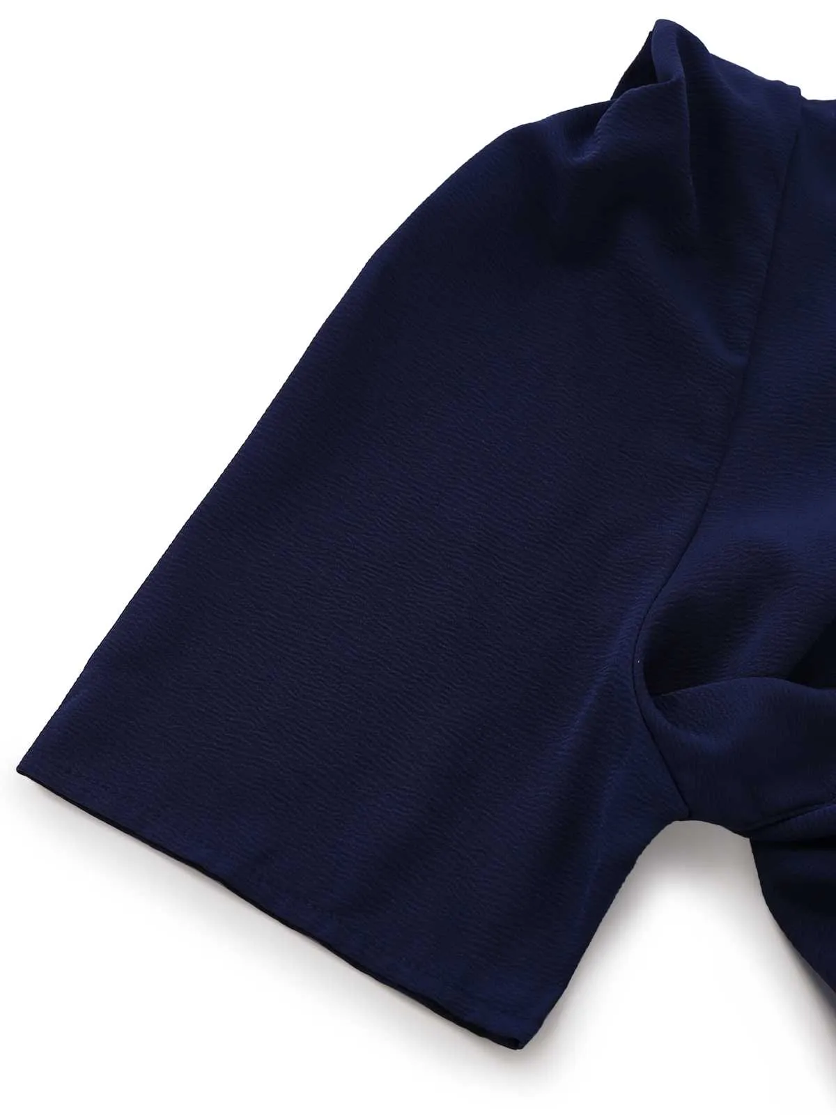 Navy Blue 1980s Belted Solid Romper sold by Retro Stage product image thumbnail 5