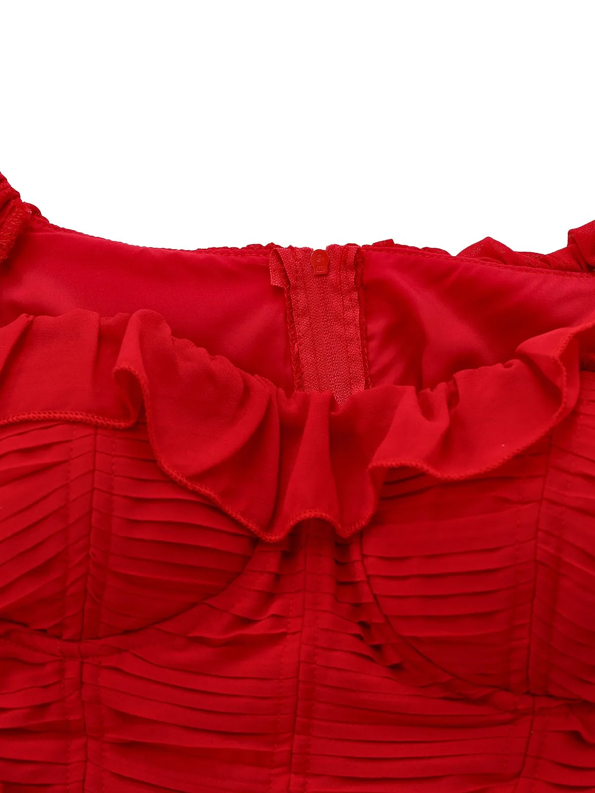 1950s Ruffle Tiered Off-Shoulder Maxi Dress sold by Retro Stage product image thumbnail 4