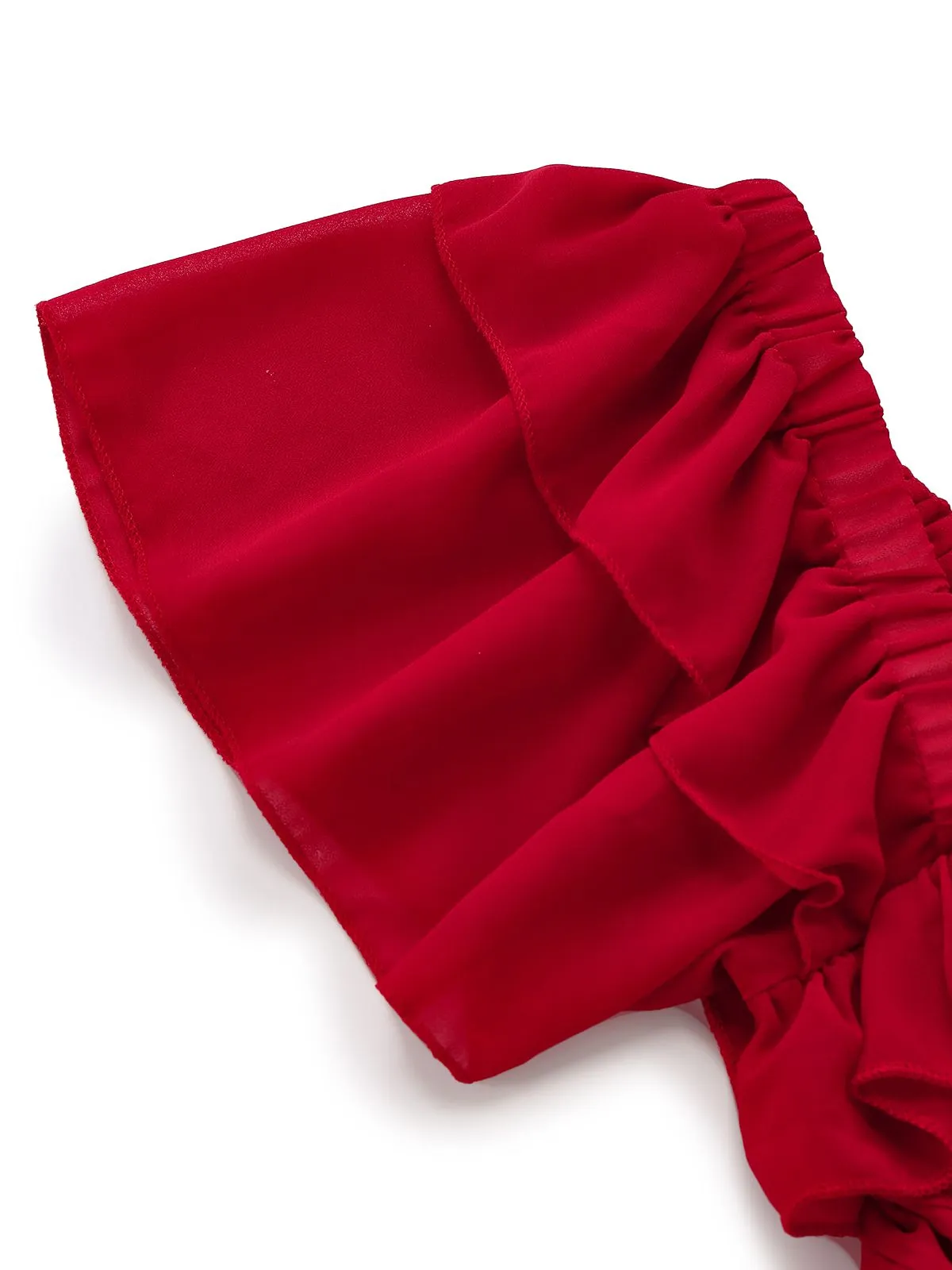 1950s Ruffle Tiered Off-Shoulder Maxi Dress sold by Retro Stage product image thumbnail 5