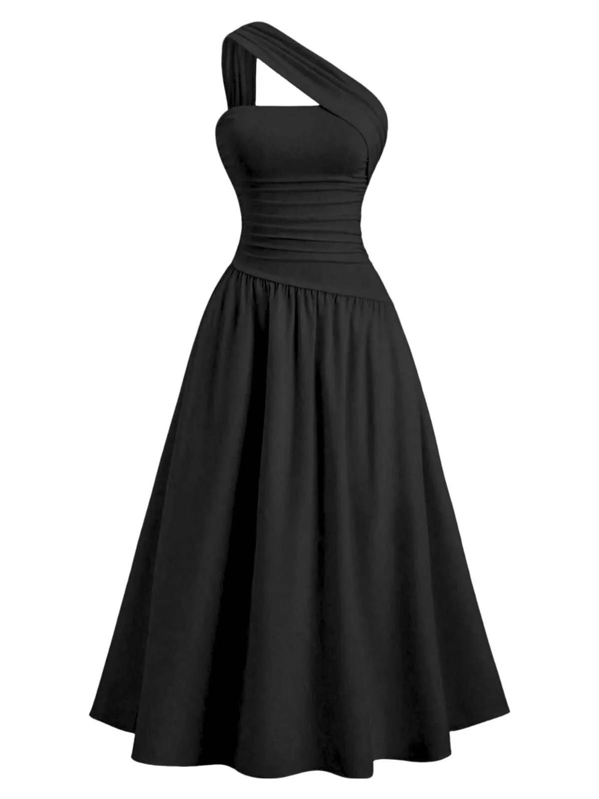 1930s Solid Surplice One-Shoulder Waist Ruched Dress sold by Retro Stage product image thumbnail 4