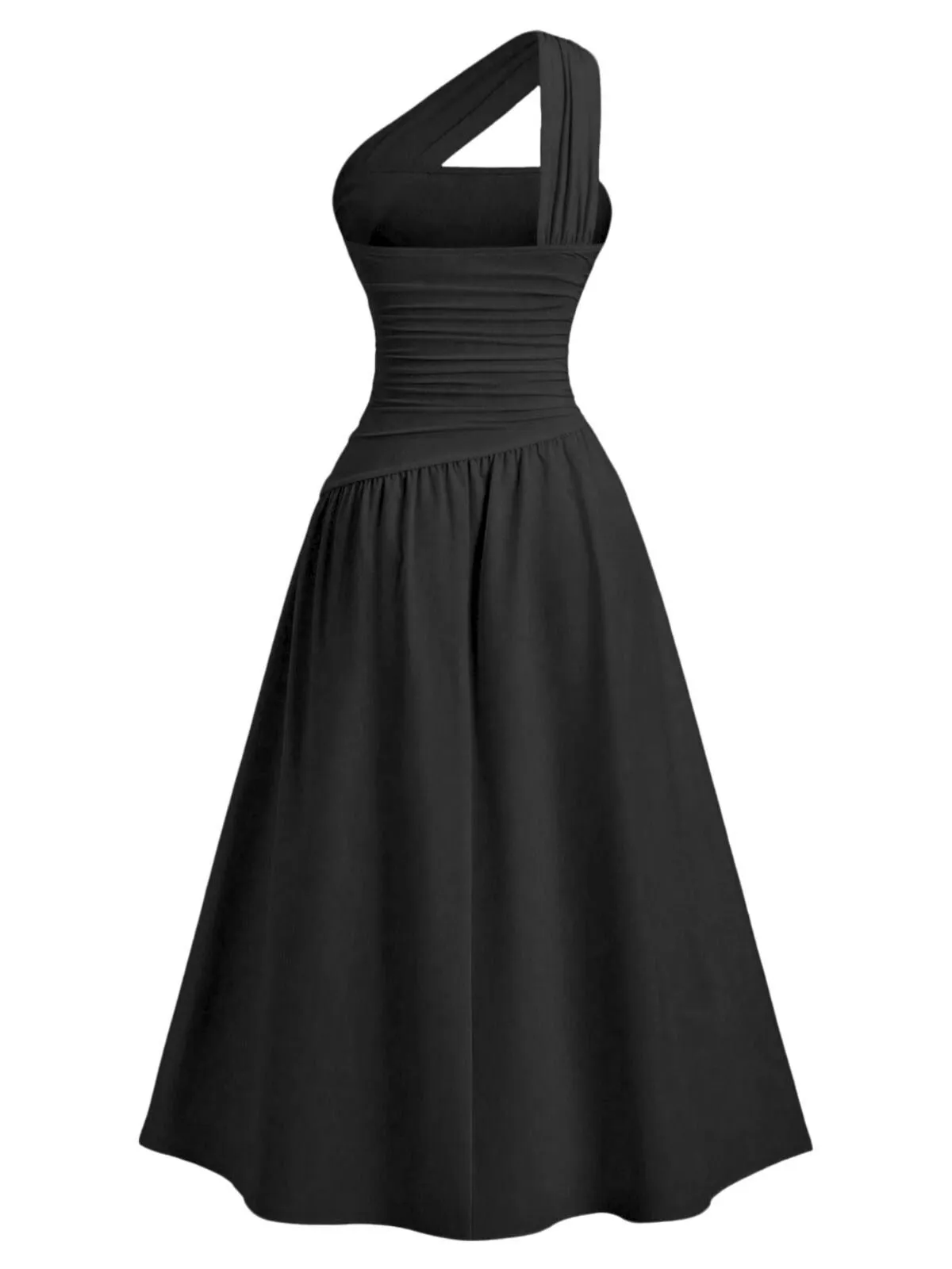 1930s Solid Surplice One-Shoulder Waist Ruched Dress sold by Retro Stage product image thumbnail 5