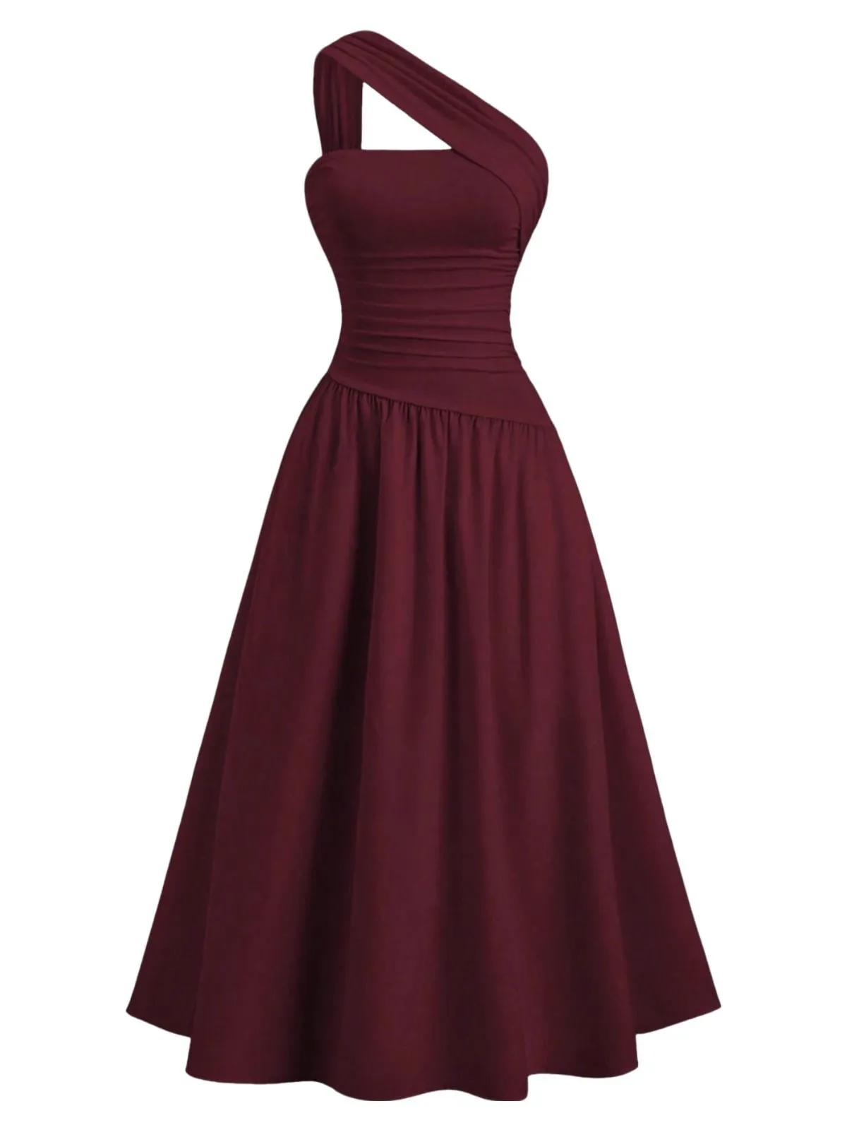 1930s Solid Surplice One-Shoulder Waist Ruched Dress sold by Retro Stage product image thumbnail 2