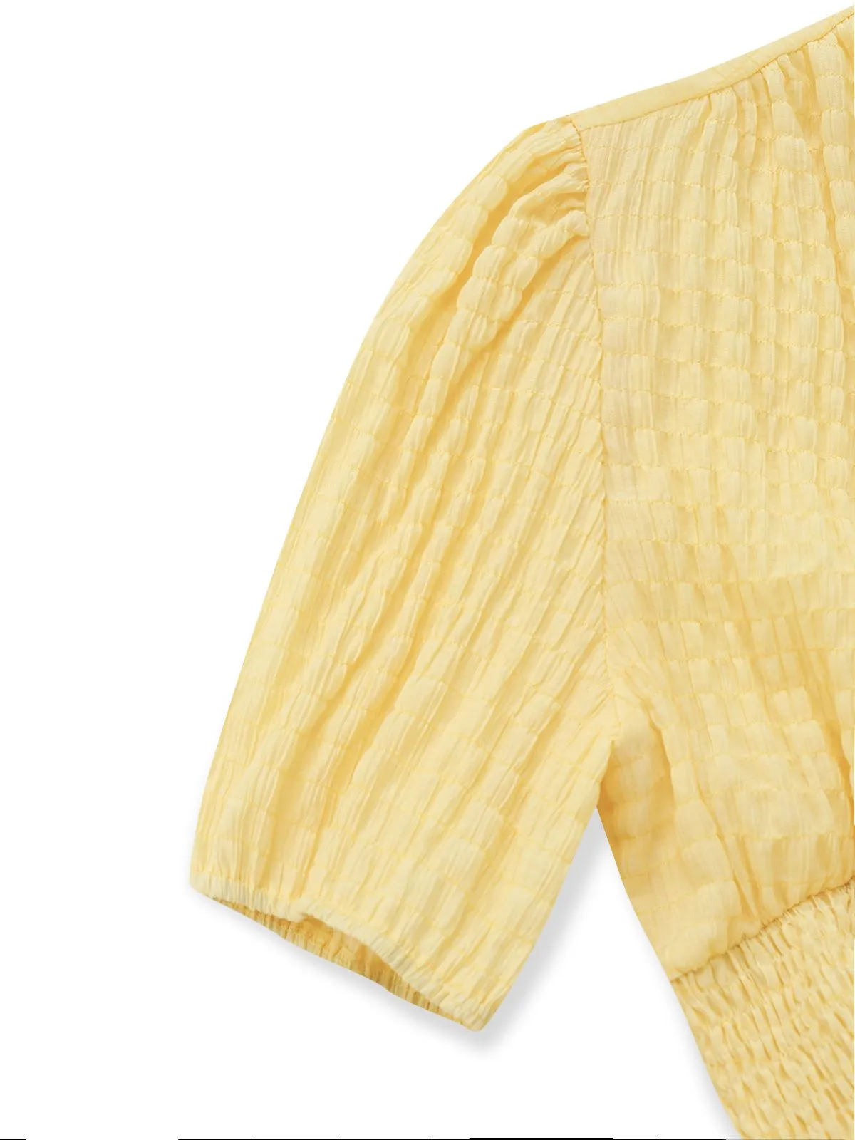 Yellow 1940s Puff Sleeve Button-Down Midi Dress sold by Retro Stage product image thumbnail 4