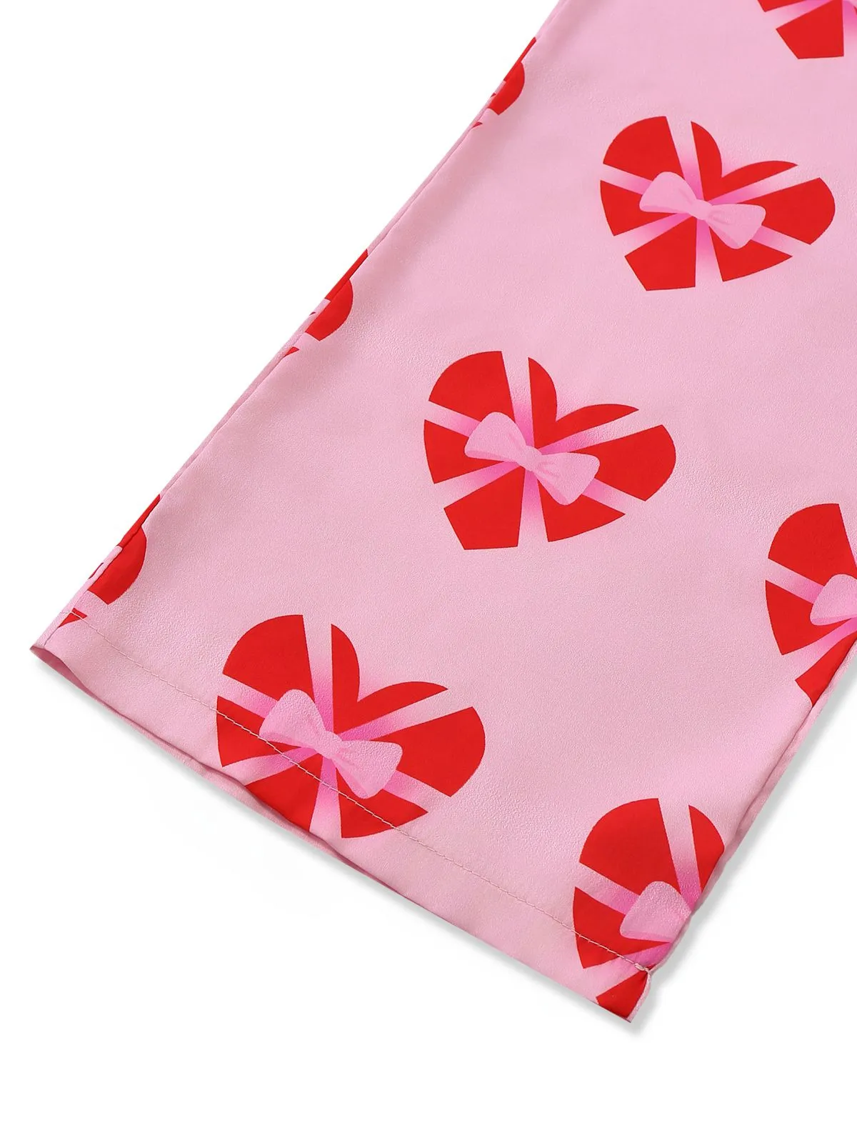 Pink 1980s Heart Bow Satin Pajama Set sold by Retro Stage product image thumbnail 5