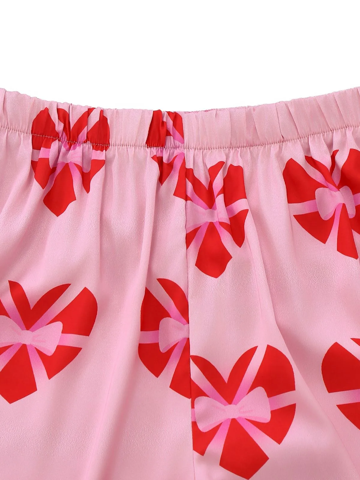 Pink 1980s Heart Bow Satin Pajama Set sold by Retro Stage product image thumbnail 4