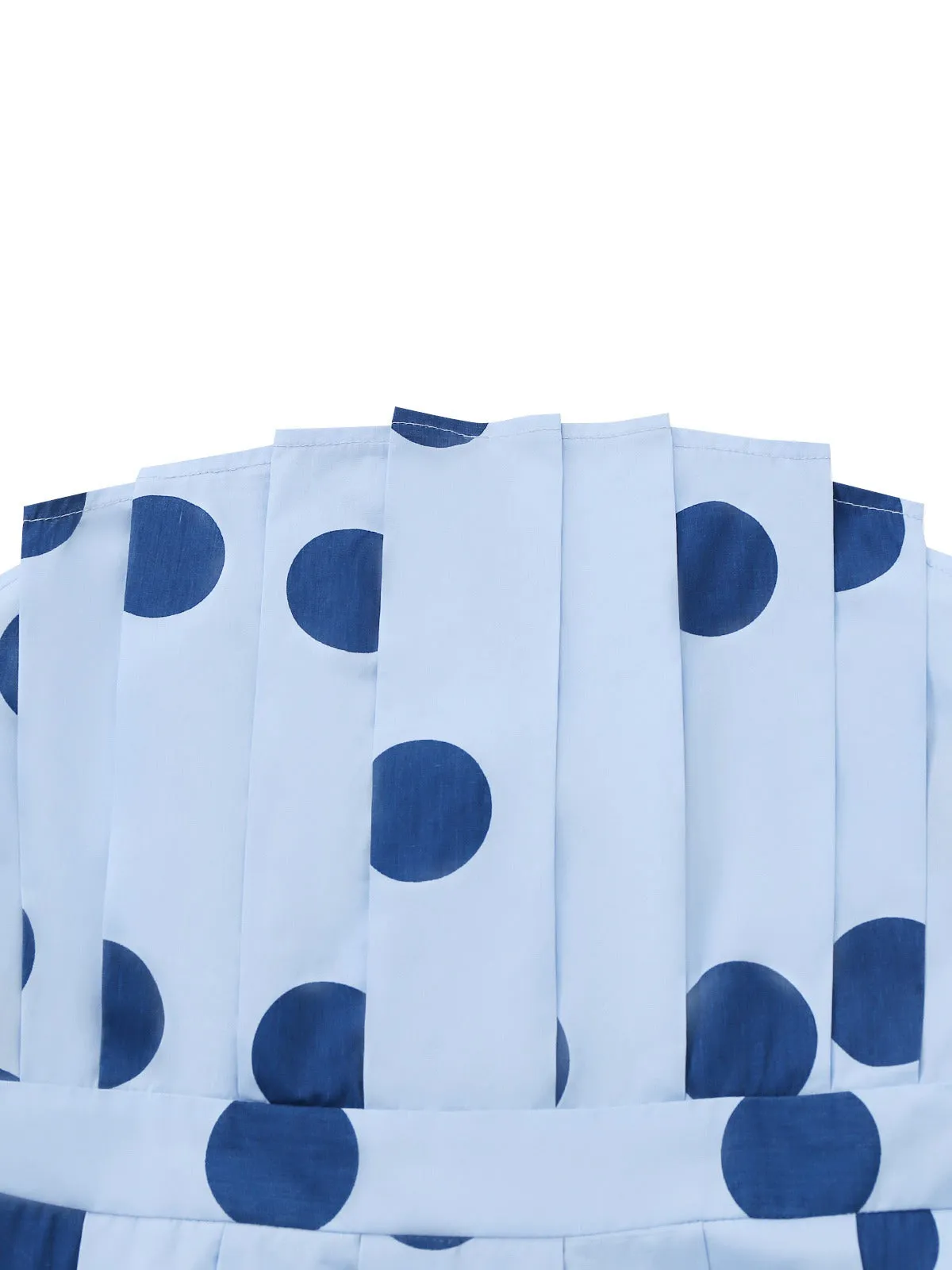 Blue 1940s Polka Dot Strapless Pleated Dress sold by Retro Stage product image thumbnail 4