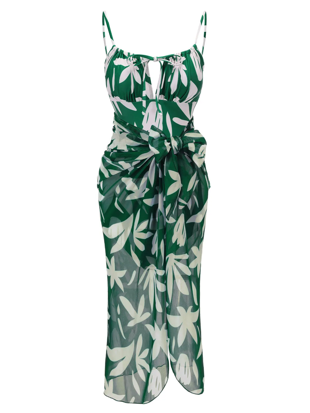 1960s Green Leaf Sleeveless Camisole Strap Swimsuit (65% off) sold by Retro Stage product image thumbnail 2