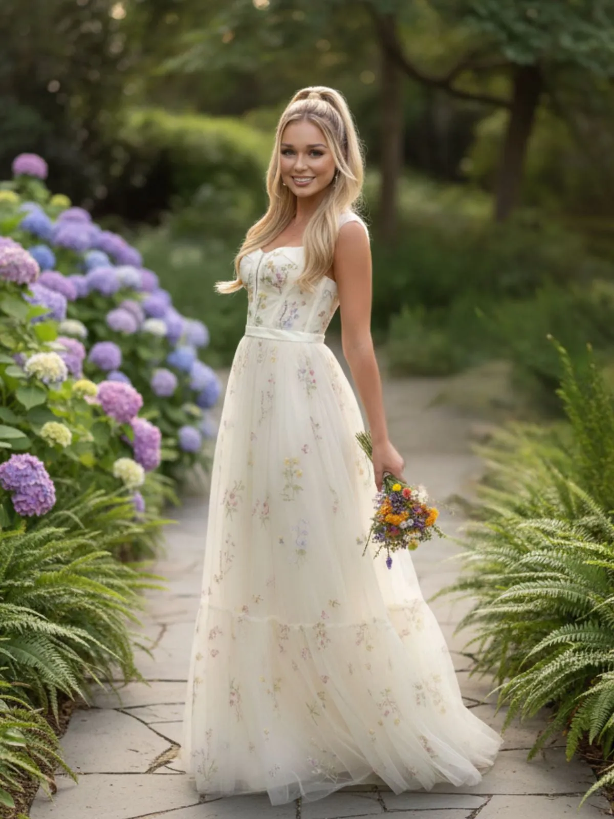 1930s Floral Mesh Boned Lace-Up Dress sold by Retro Stage