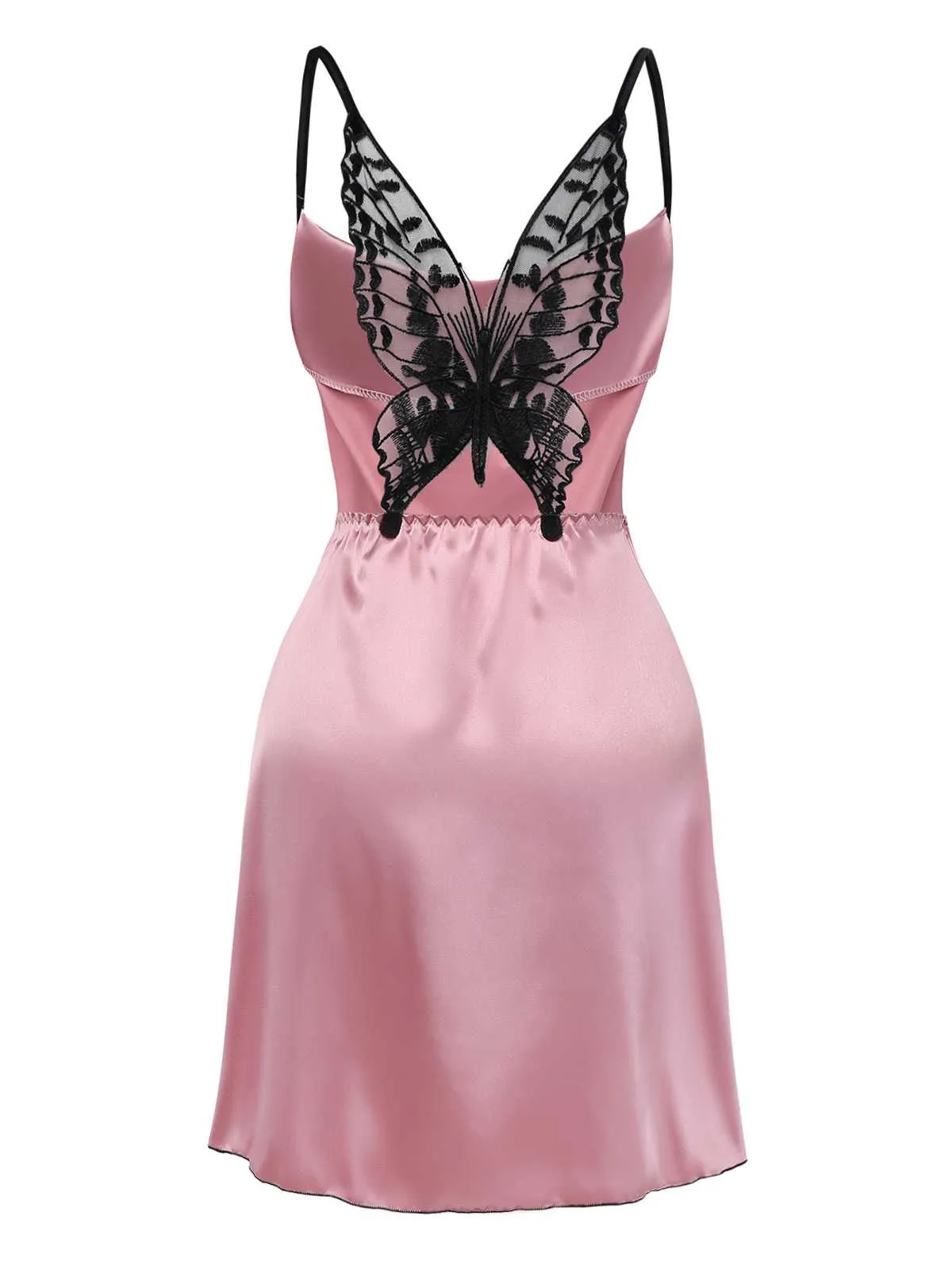 1980s Satin Slip Butterfly Lace Nightgown sold by Retro Stage product image thumbnail 5