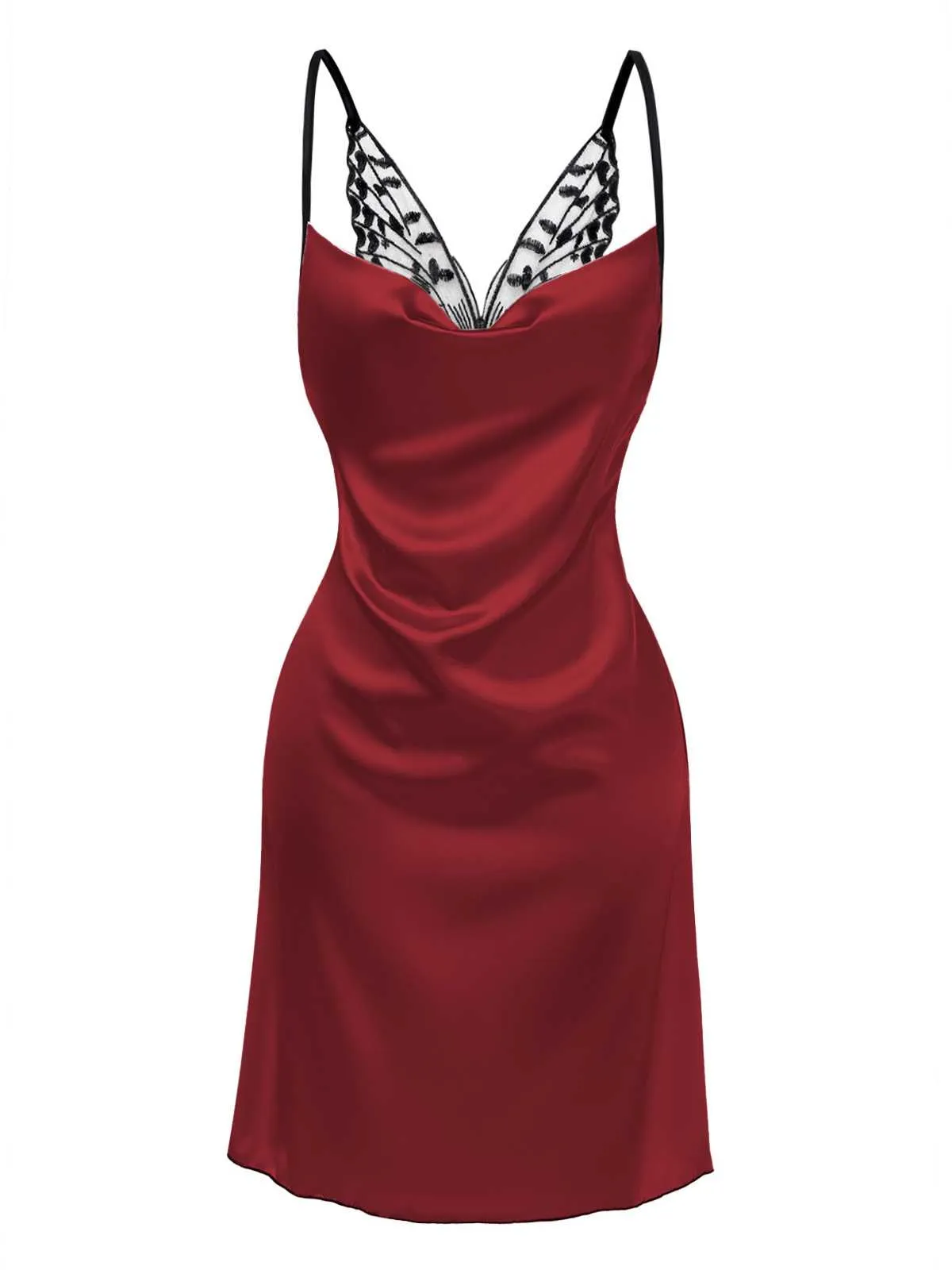 1980s Satin Slip Butterfly Lace Nightgown sold by Retro Stage product image thumbnail 2