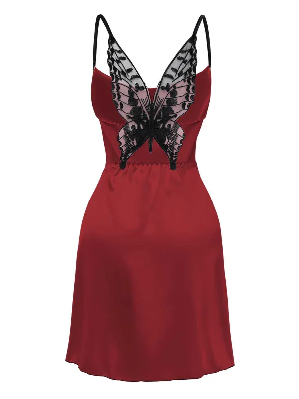 1980s Satin Slip Butterfly Lace Nightgown sold by Retro Stage