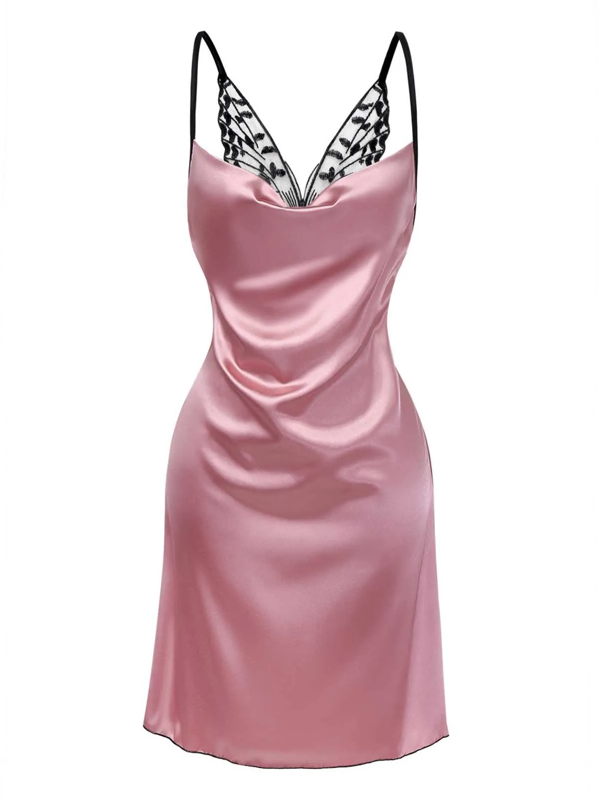 1980s Satin Slip Butterfly Lace Nightgown sold by Retro Stage product image thumbnail 4