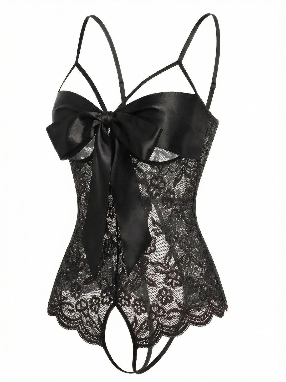 1970s Lace Satin Bow Adjustable Straps Lingerie sold by Retro Stage product image thumbnail 2