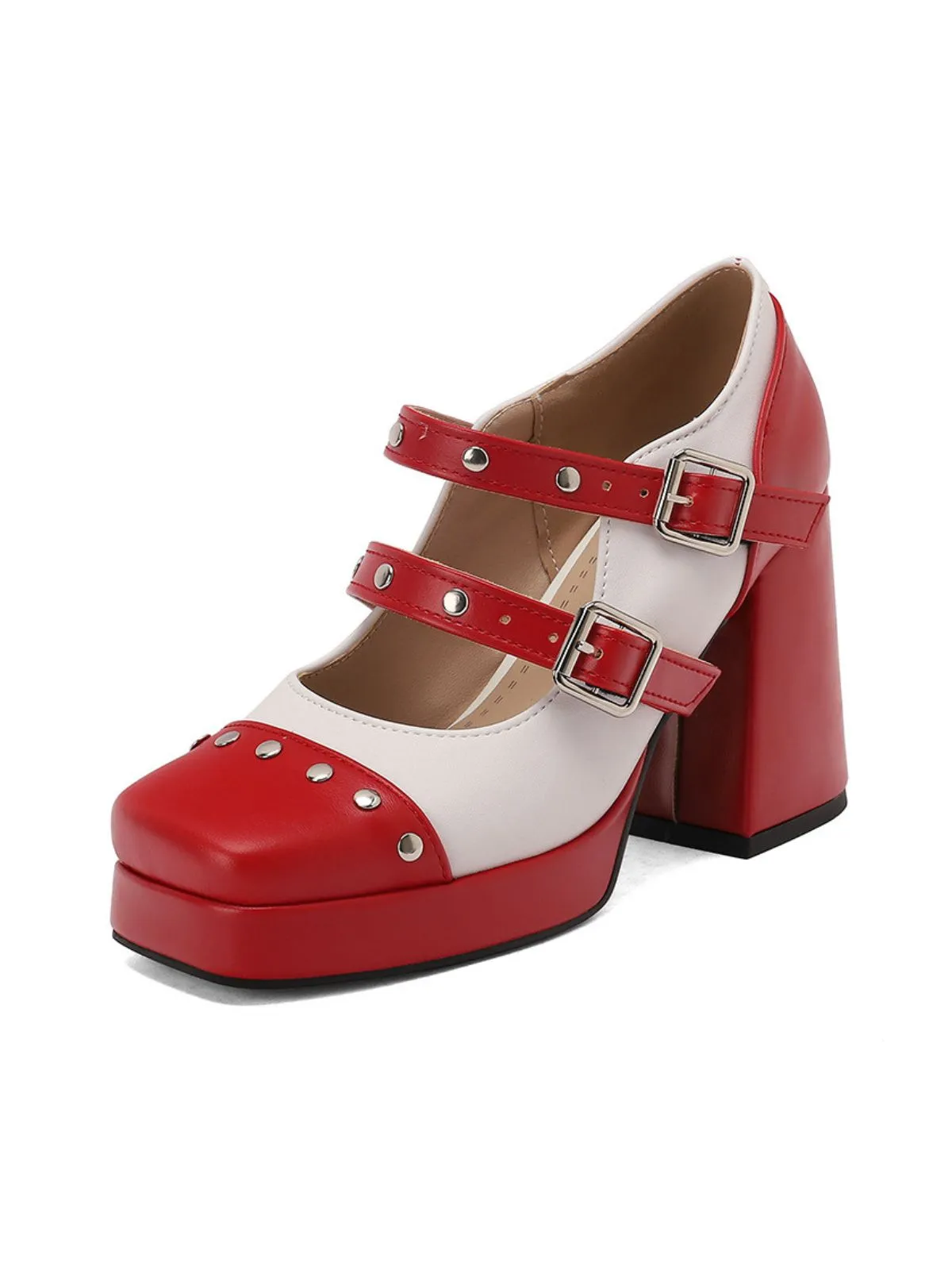 Mary Jane Studded Square Toe Block Heel Shoes sold by Retro Stage