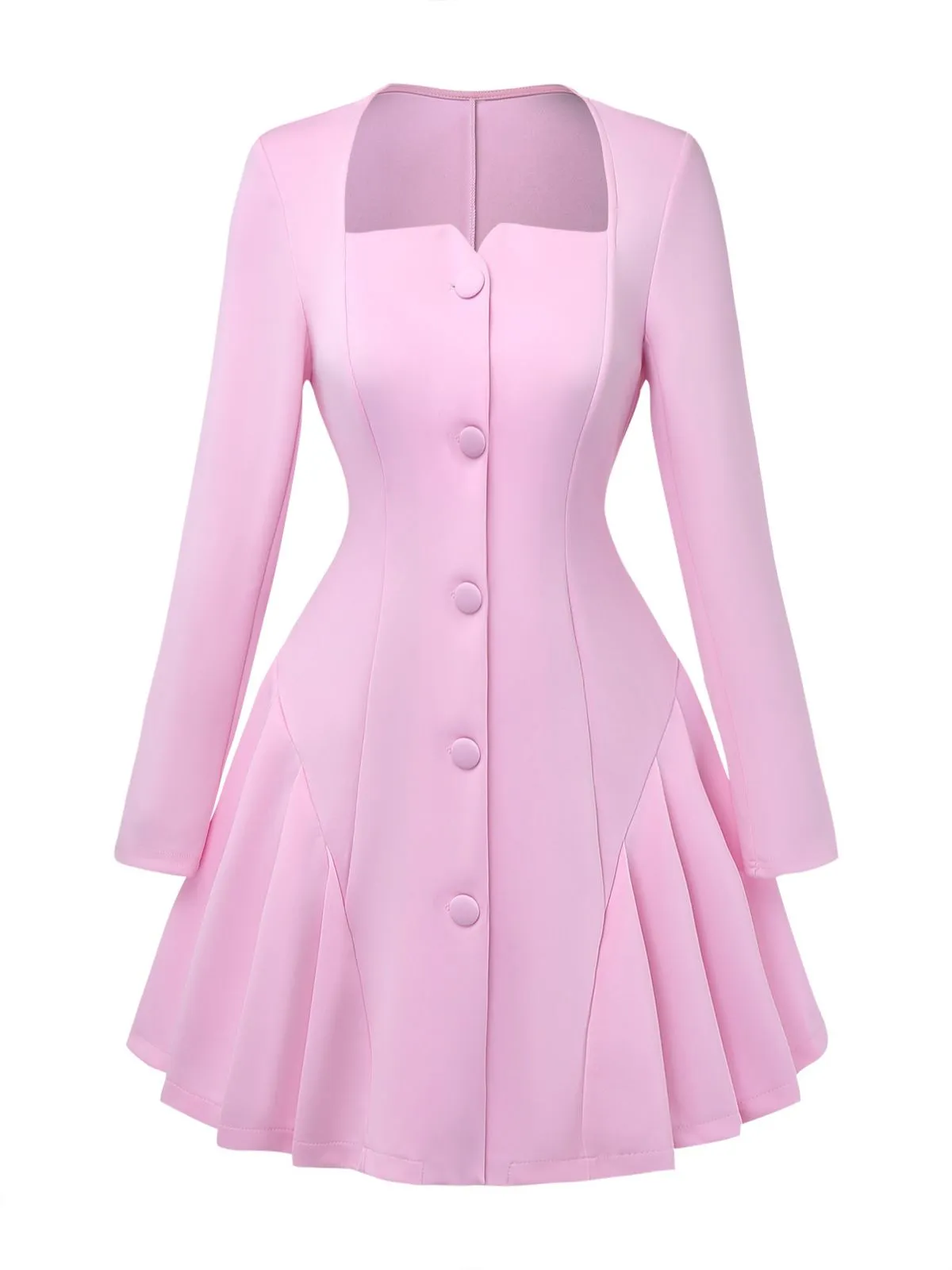 1950s Sweetheart Neck Long Sleeve Solid Pleated Dress sold by Retro Stage product image thumbnail 2