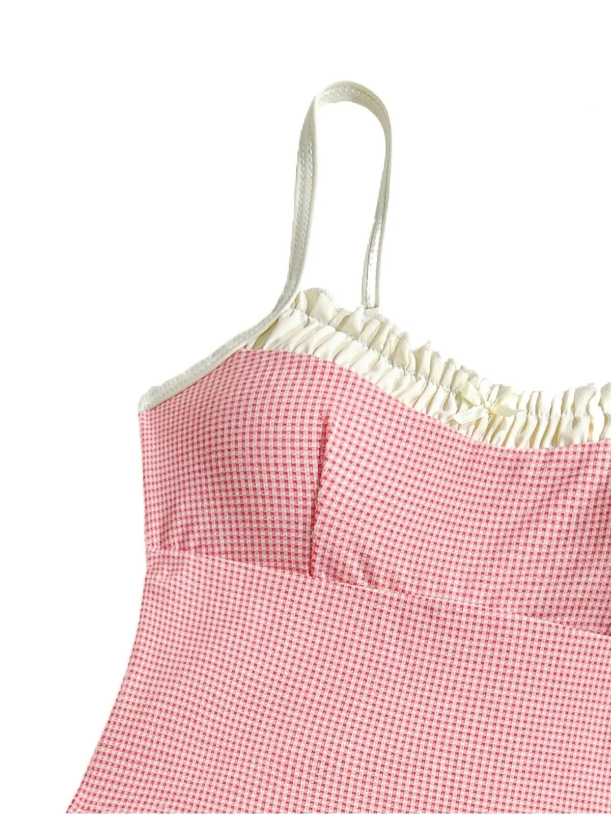 Red 1950s Checkered Lace Trim Tankini Set sold by Retro Stage product image thumbnail 3