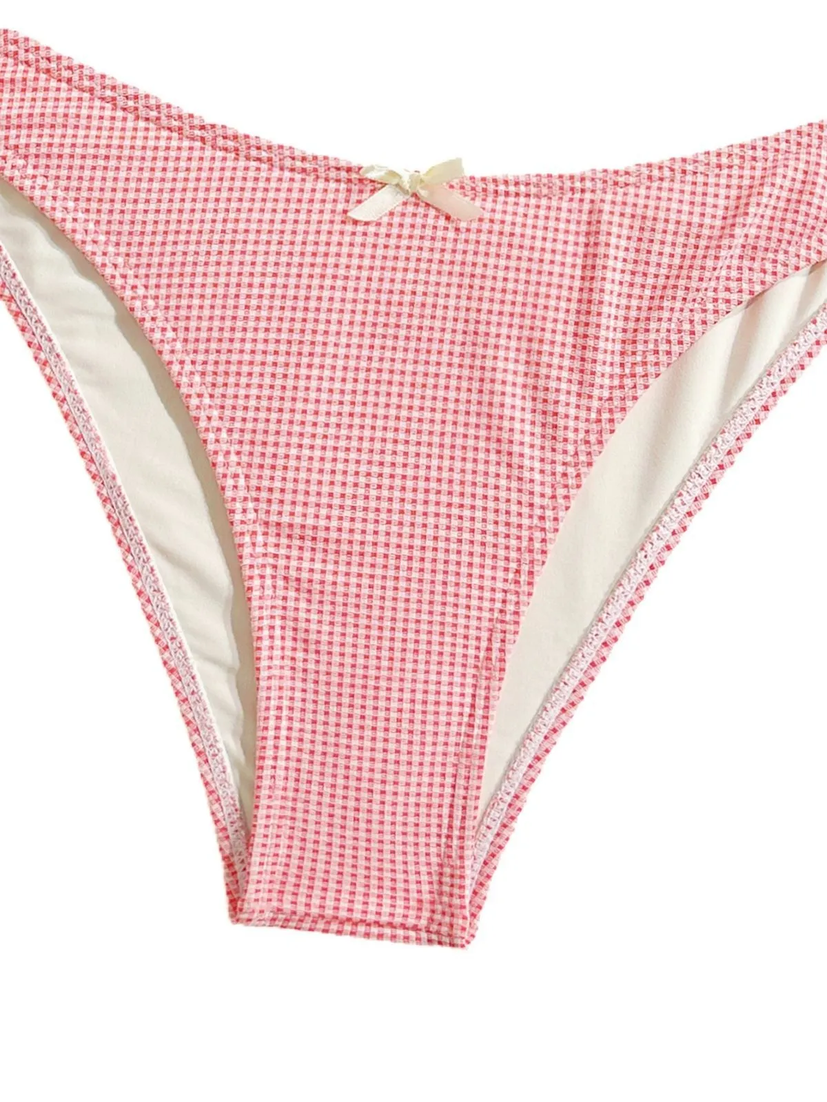 Red 1950s Checkered Lace Trim Tankini Set sold by Retro Stage product image thumbnail 4