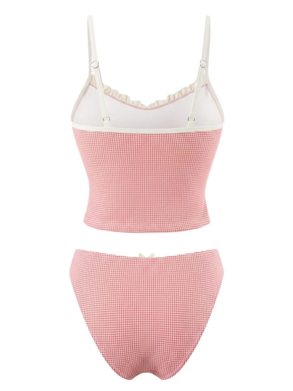 Red 1950s Checkered Lace Trim Tankini Set sold by Retro Stage product image thumbnail 2