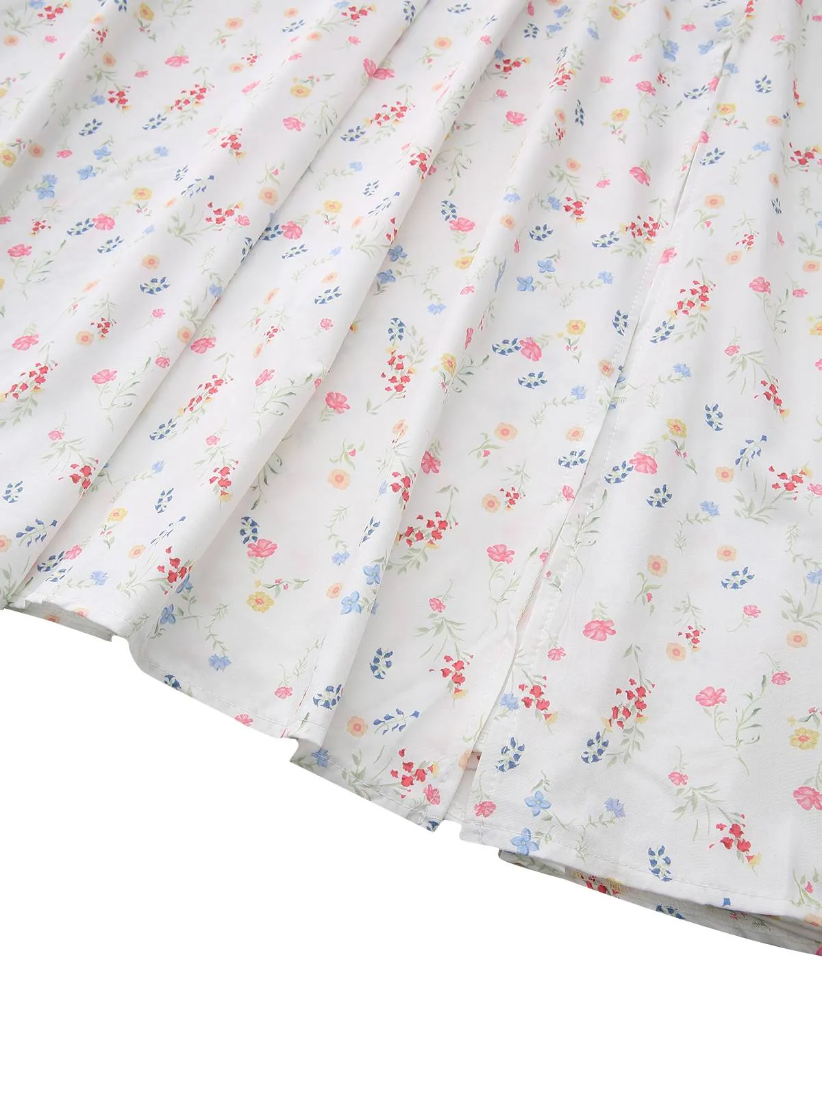 White 1930s Floral Square Neck Puff Sleeve Dress sold by Retro Stage product image thumbnail 5