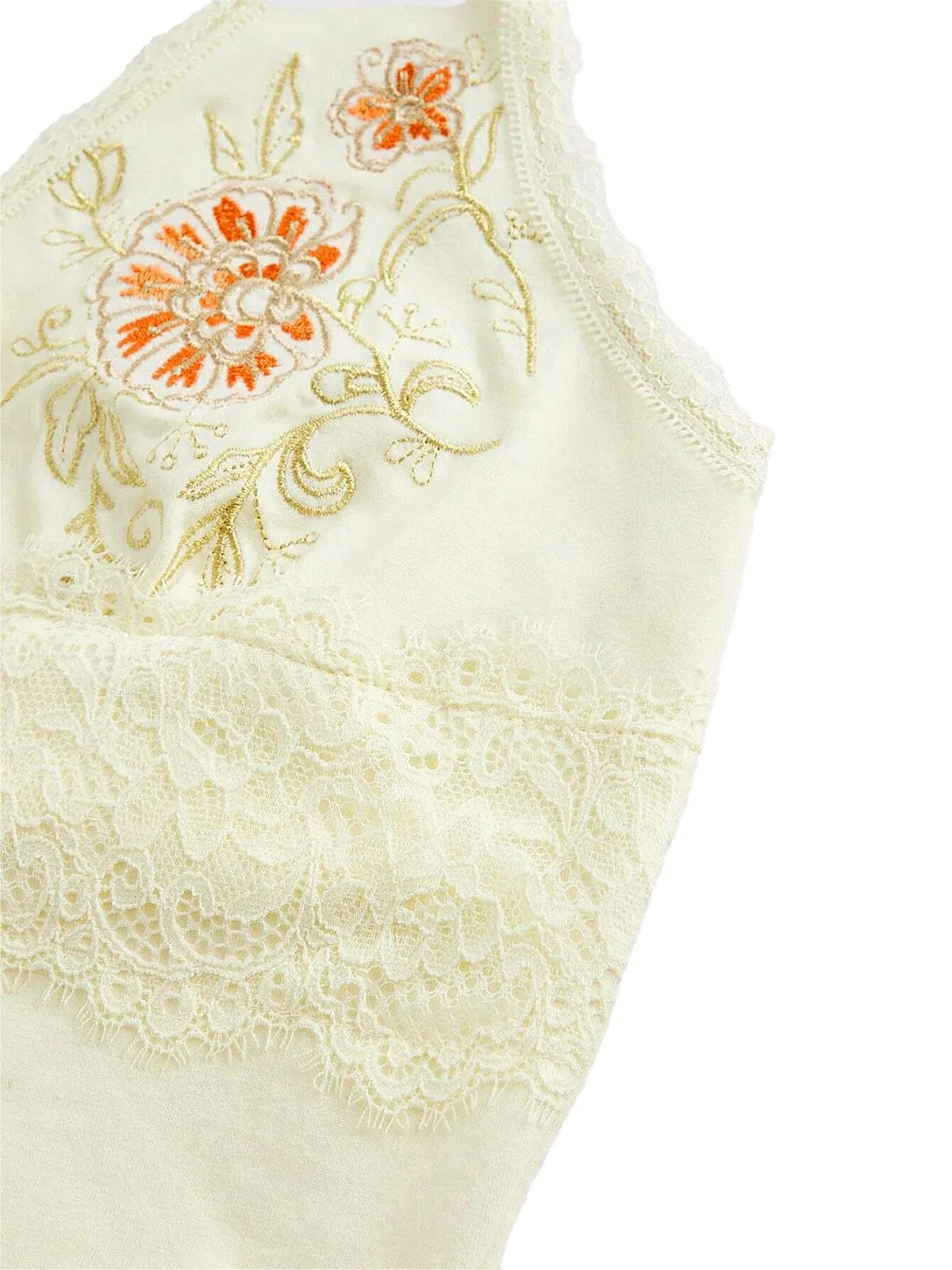 Ivory 1980s Embroidered Lace Floral Halter Top sold by Retro Stage product image thumbnail 4
