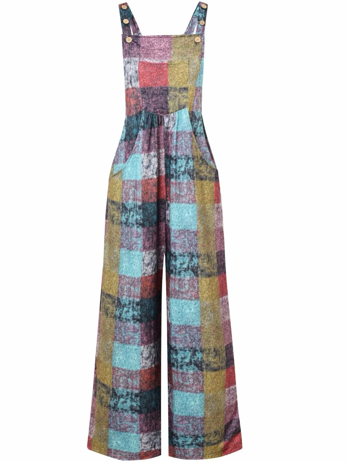 1940s Plaid Pockets Wide Legs Jumpsuit sold by Retro Stage product image thumbnail 2