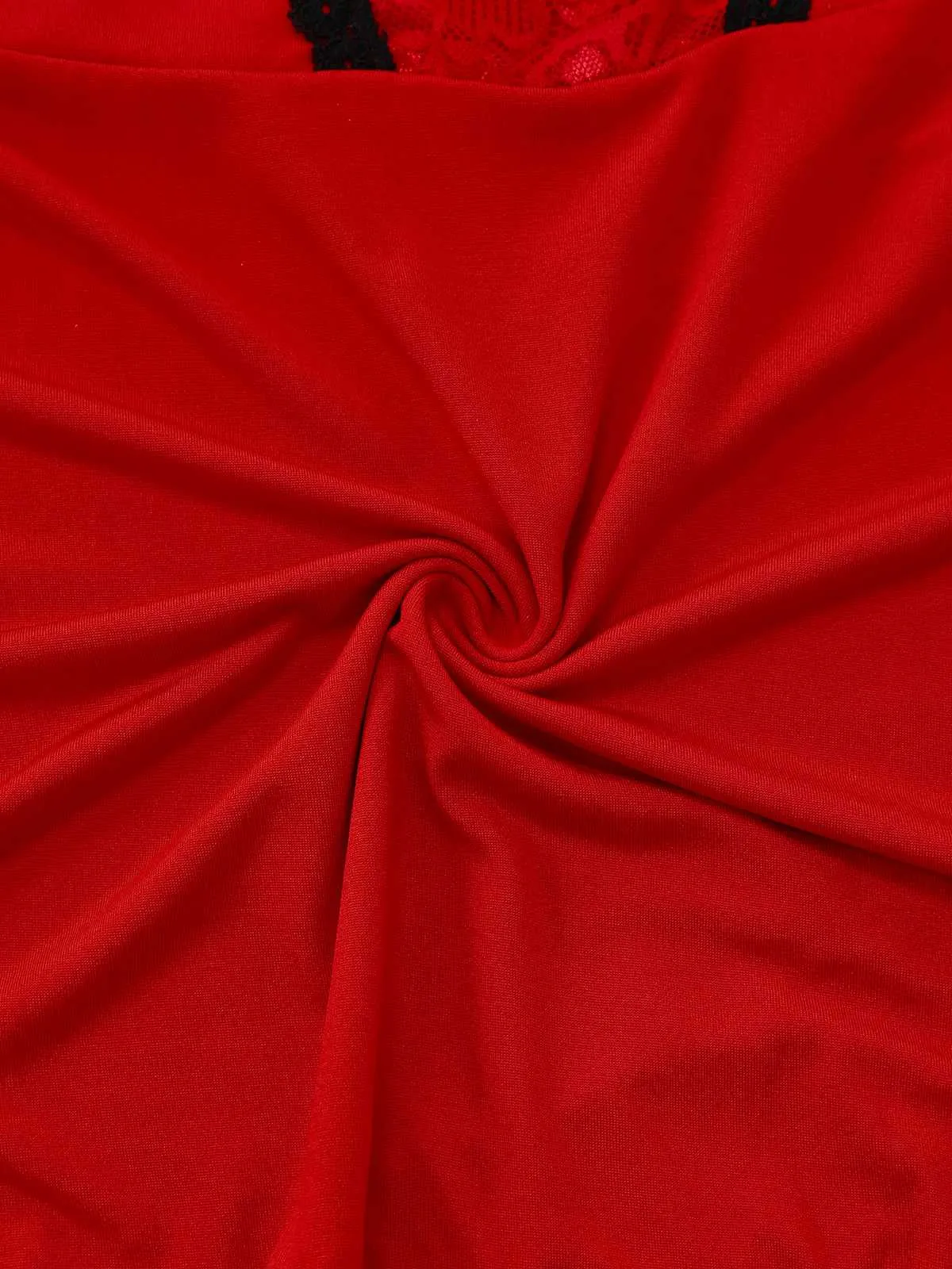 Red 1940s Spaghetti Strap Lace Trim Nightgown sold by Retro Stage product image thumbnail 4