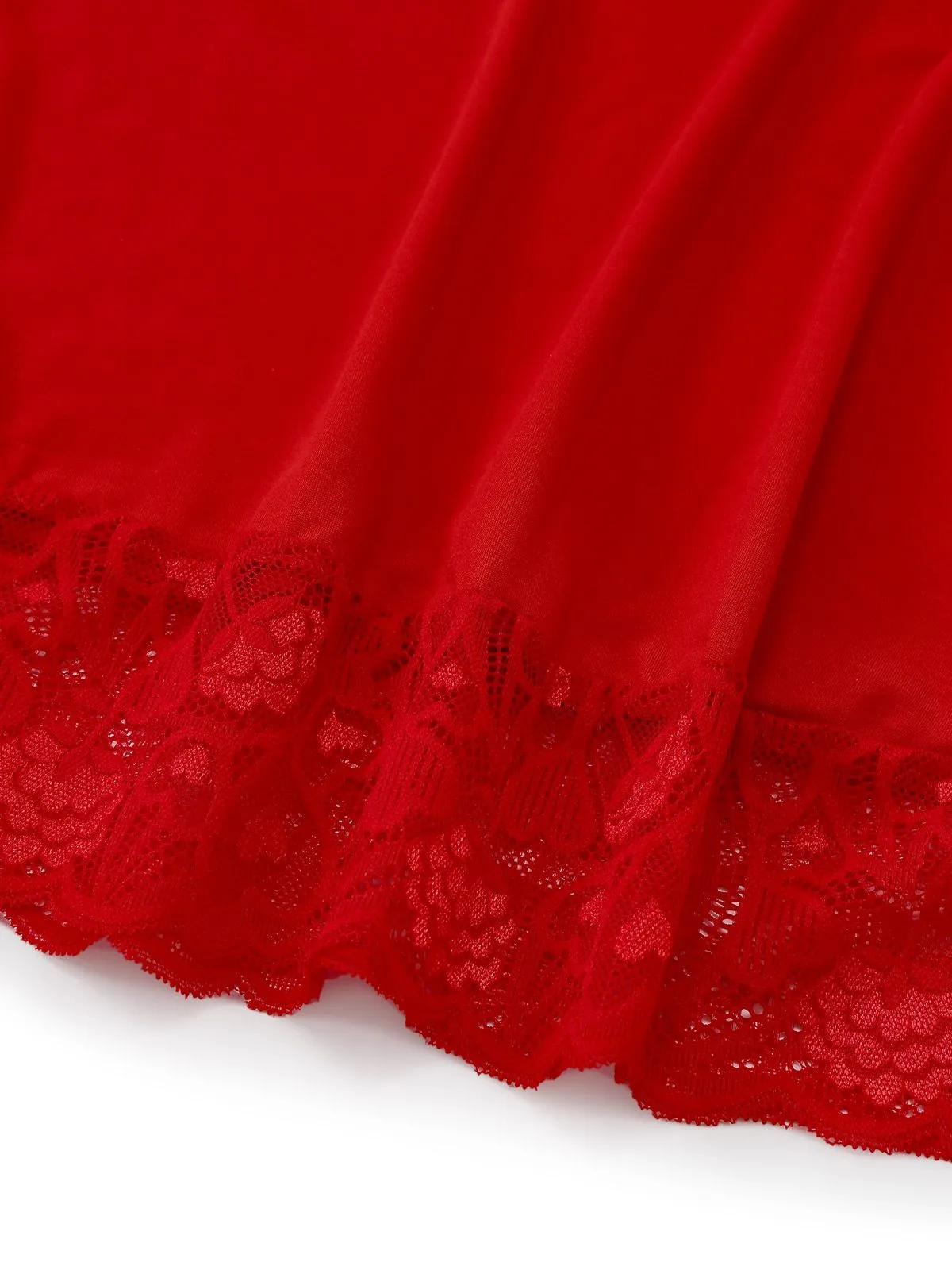 Red 1940s Spaghetti Strap Lace Trim Nightgown sold by Retro Stage product image thumbnail 5