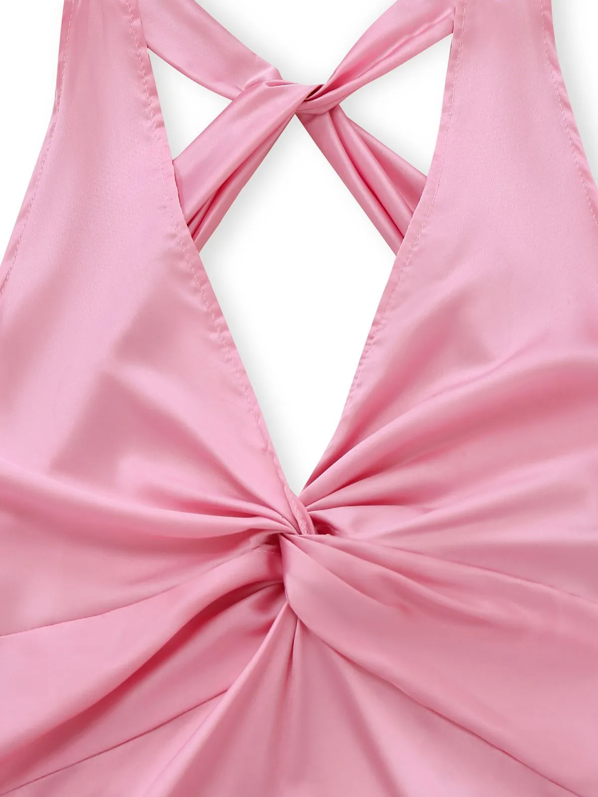 Pink 1930s Satin V-Neck Twist Midi Dress sold by Retro Stage product image thumbnail 5