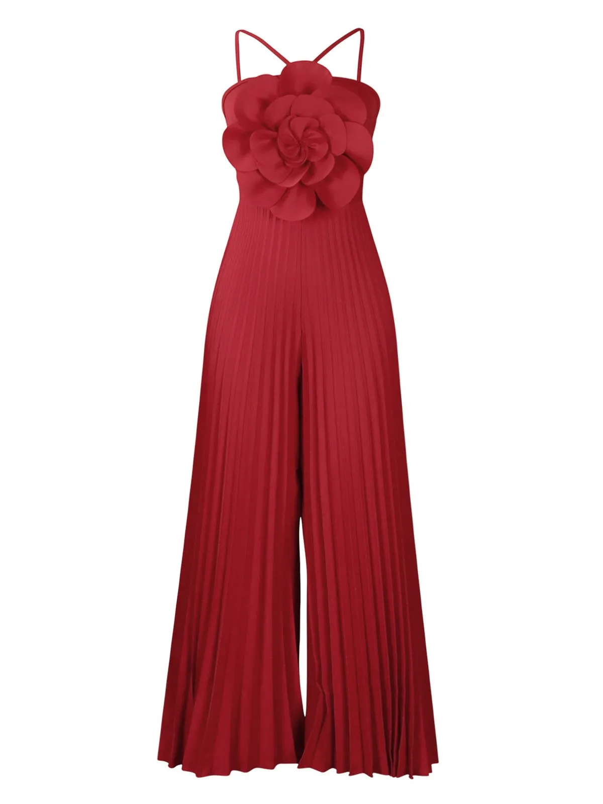 1970s Spaghetti Strap 3D Rose Solid Jumpsuit sold by Retro Stage product image thumbnail 2