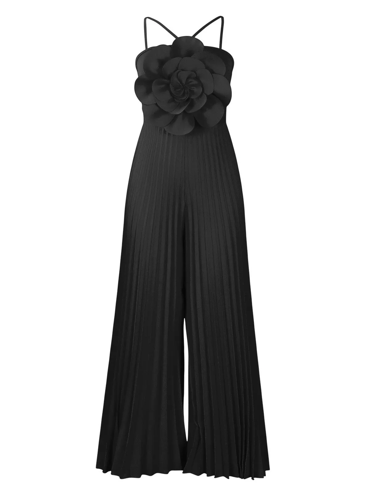1970s Spaghetti Strap 3D Rose Solid Jumpsuit sold by Retro Stage product image thumbnail 4