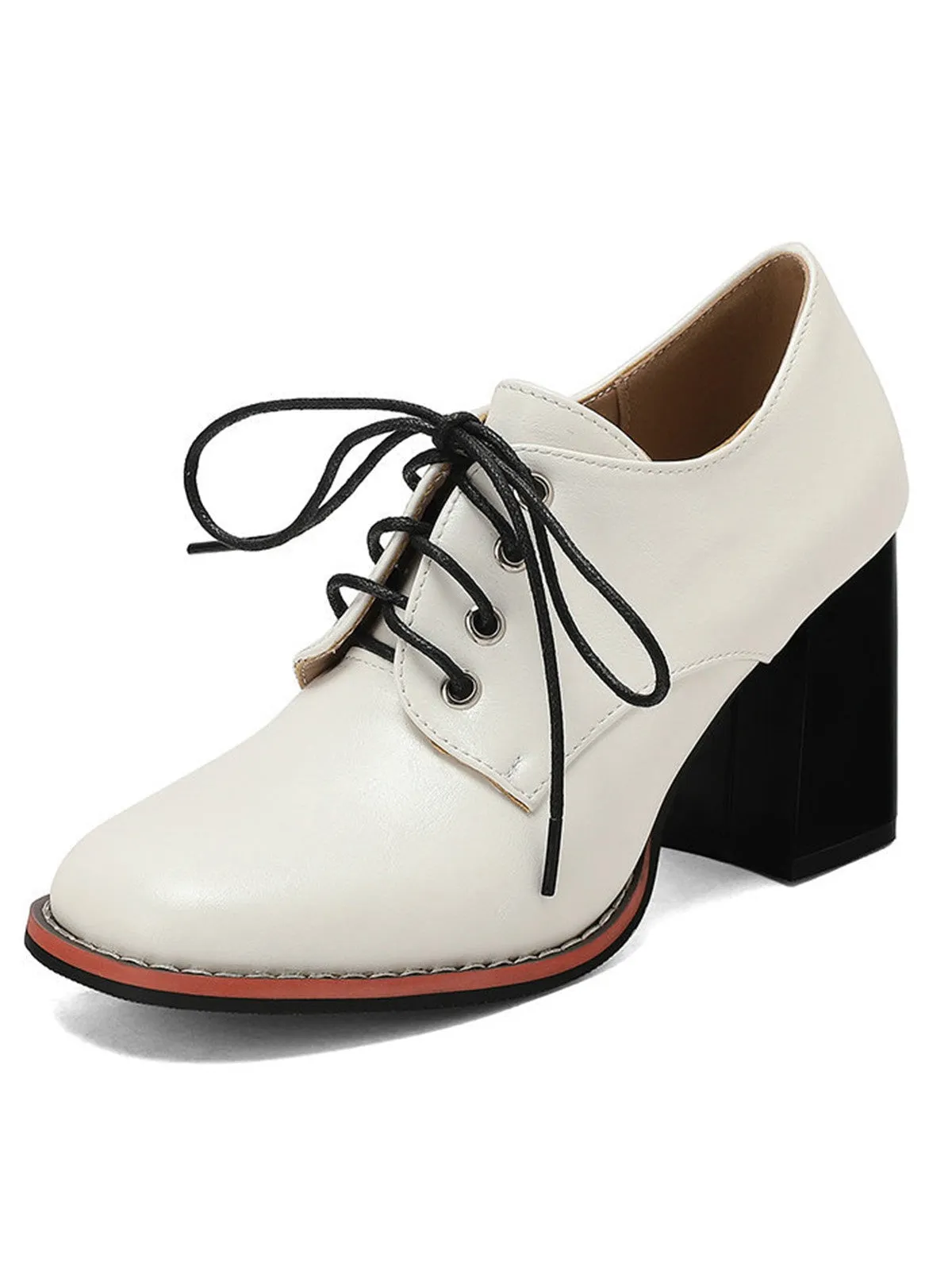 Vintage Leather Lace-Up Chunky Heel Shoes sold by Retro Stage product image thumbnail 4