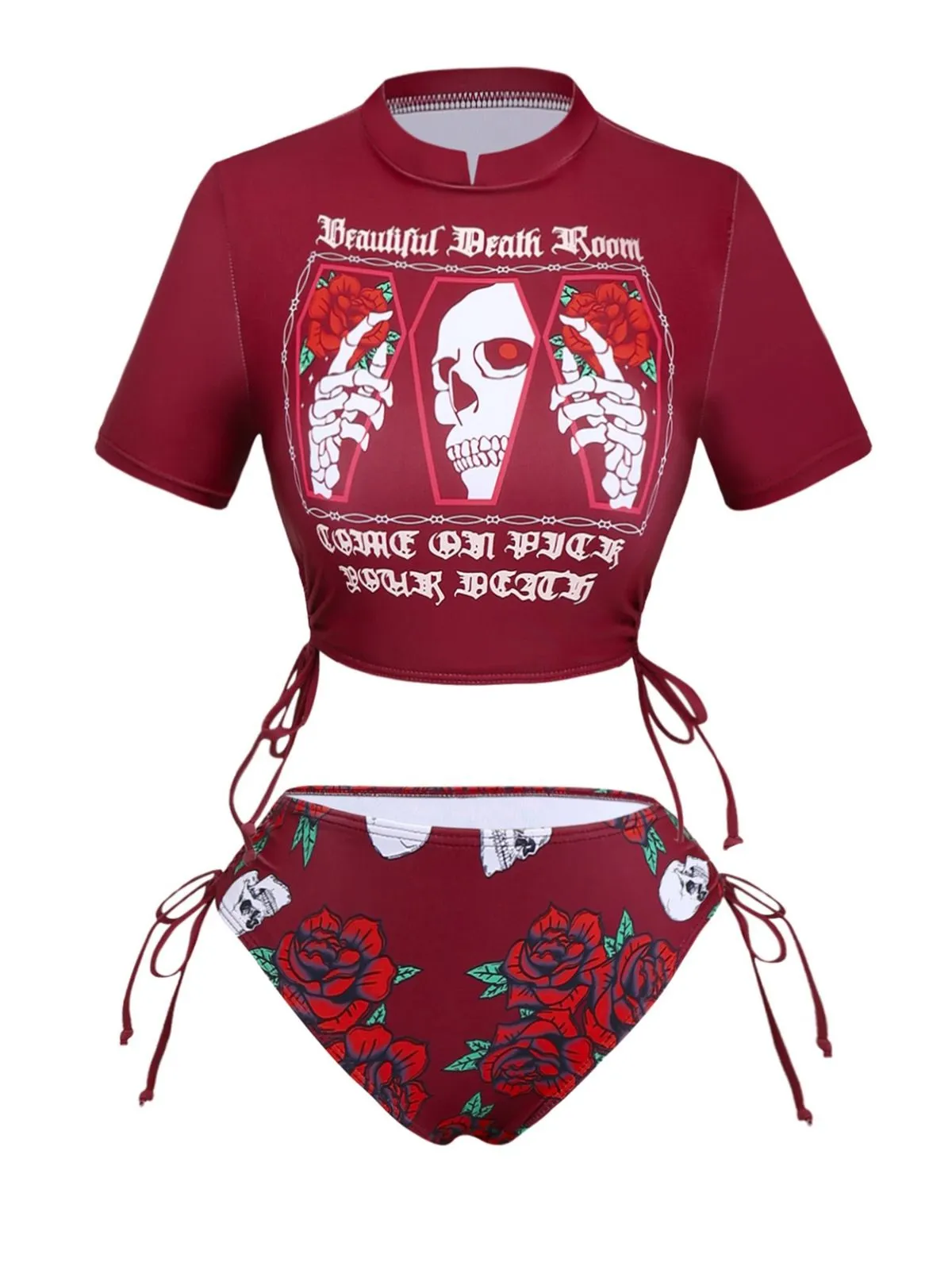 1980s Black Skull Rose Graphic Bikini Set sold by Retro Stage product image thumbnail 5