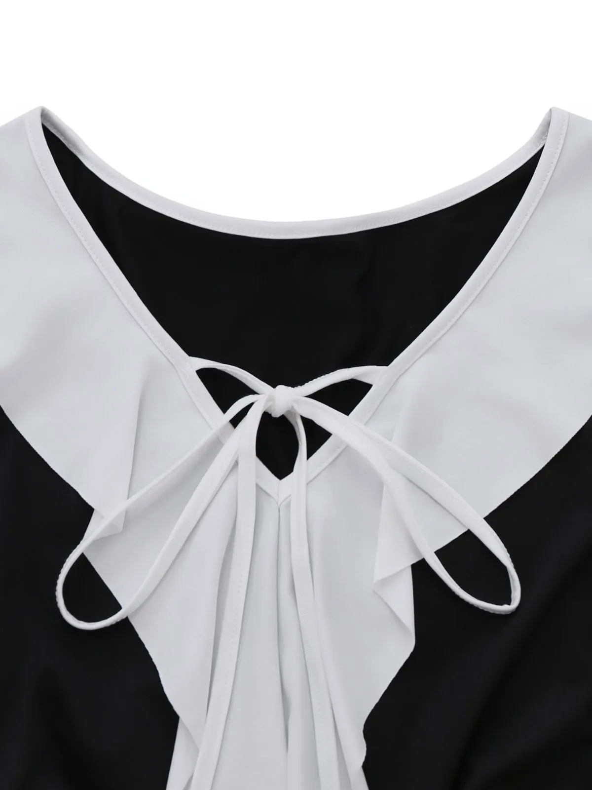 Black & White 1960s Ruffled Peplum Dress sold by Retro Stage product image thumbnail 4