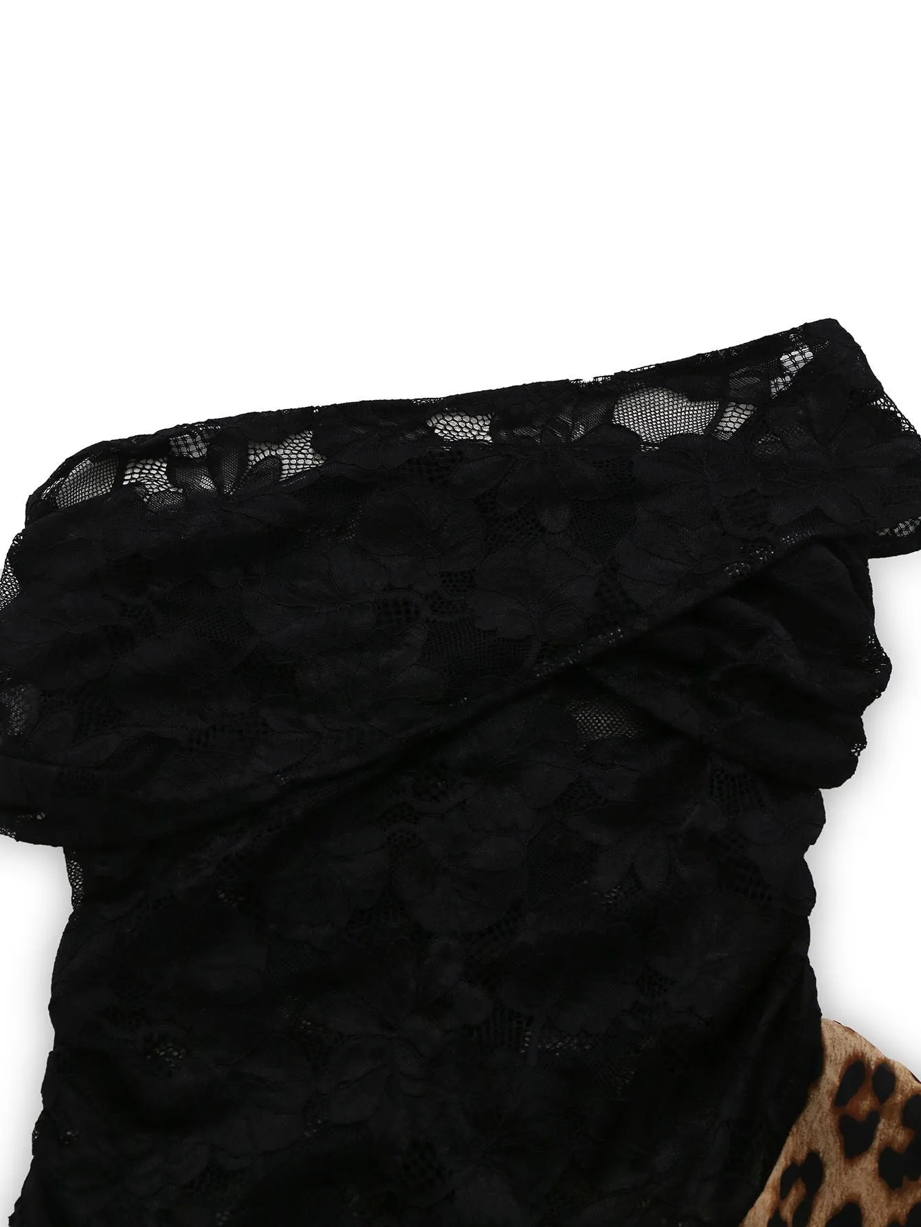 Black 1980s Lace Leopard Print Asymmetrical Dress sold by Retro Stage product image thumbnail 4