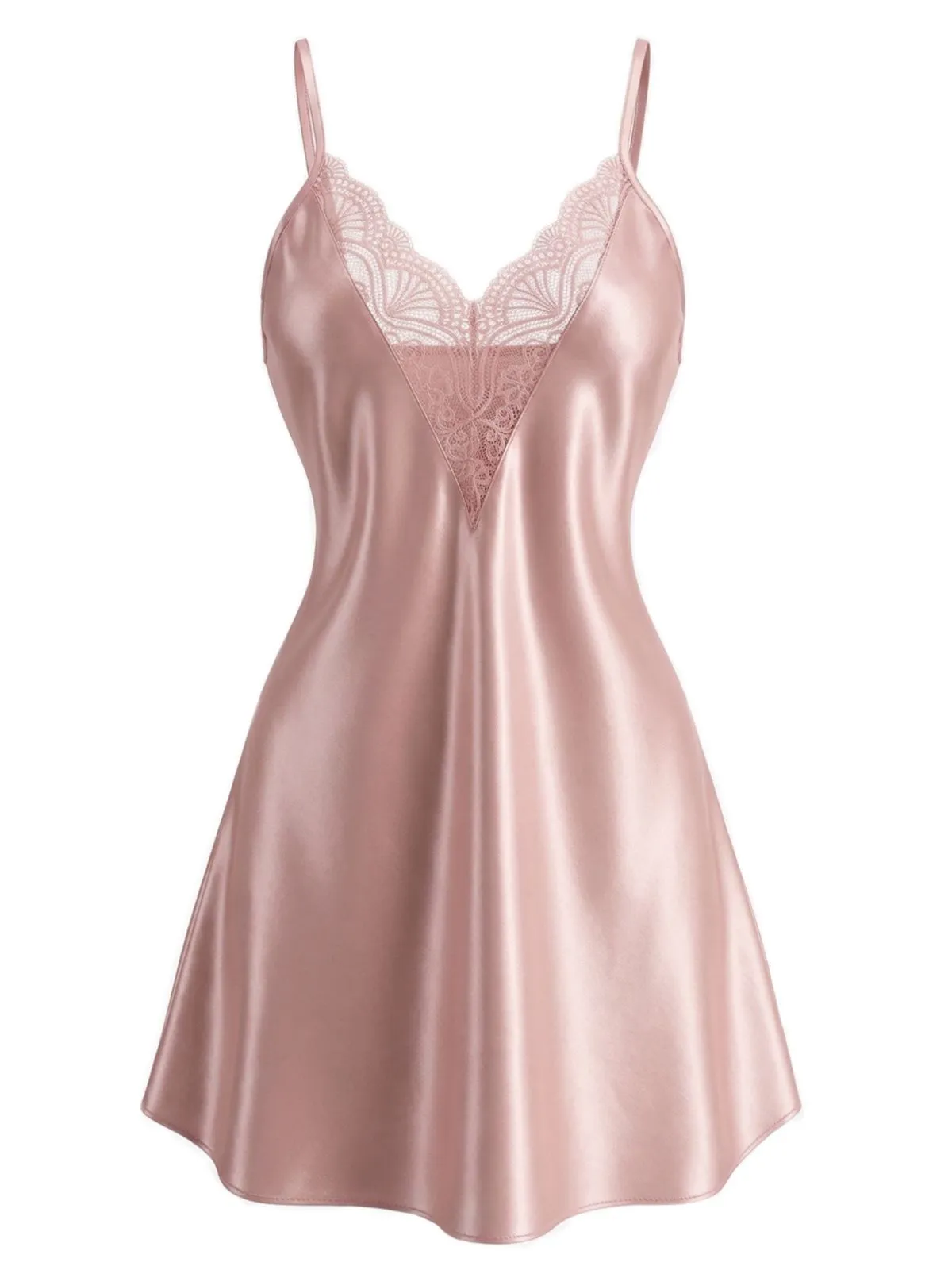 1960s Lace V-Neck Solid Spaghetti Strap Nightgown sold by Retro Stage product image thumbnail 2