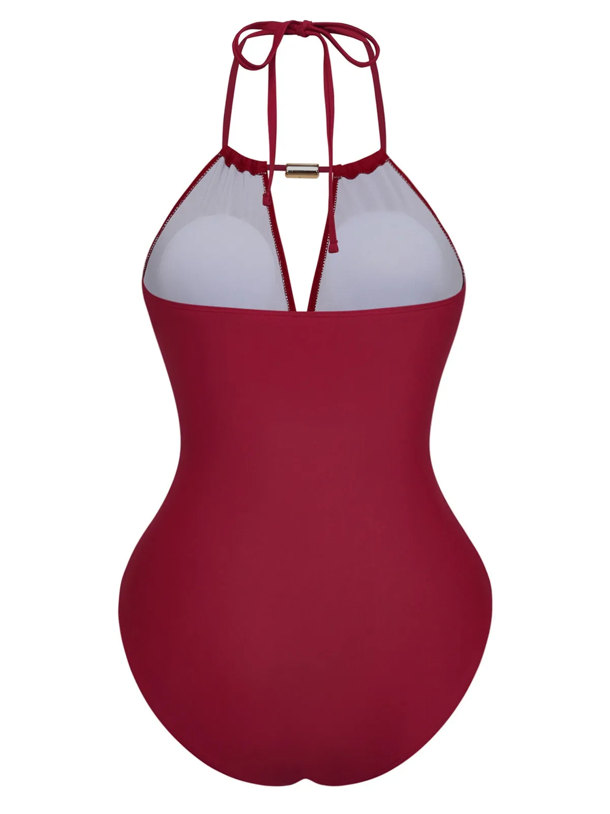 1940s Ruched Deep-V Halter One-Piece Swimsuit sold by Retro Stage product image thumbnail 3