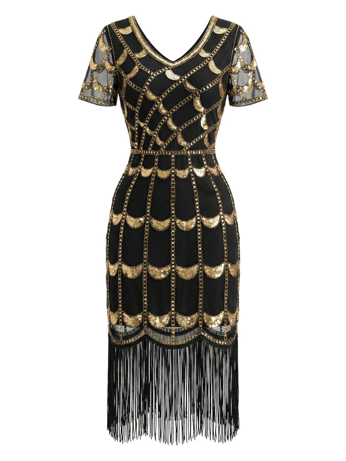 1920s Sequin Beaded Fringe Flapper Dress sold by Retro Stage product image thumbnail 5