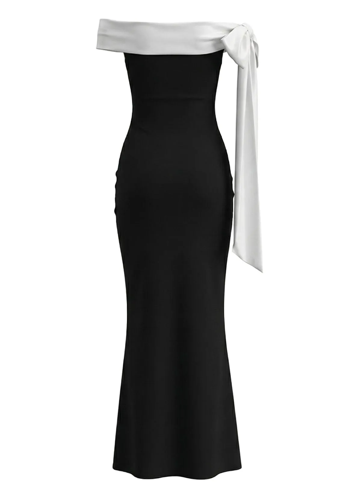 1930s Solid Off-Shoulder Tie Bodycon Maxi Dress sold by Retro Stage product image thumbnail 4
