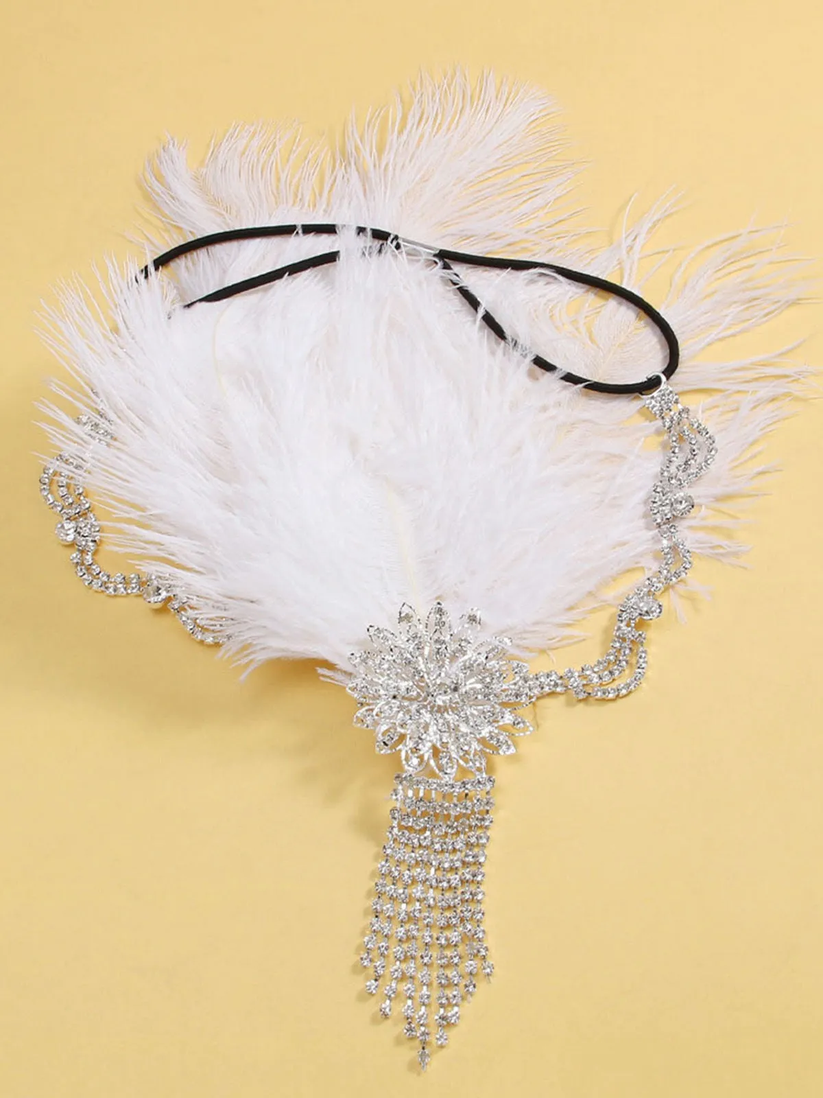 1920s Gatsby Feather Rhinestone Floral Headpiece sold by Retro Stage product image thumbnail 2