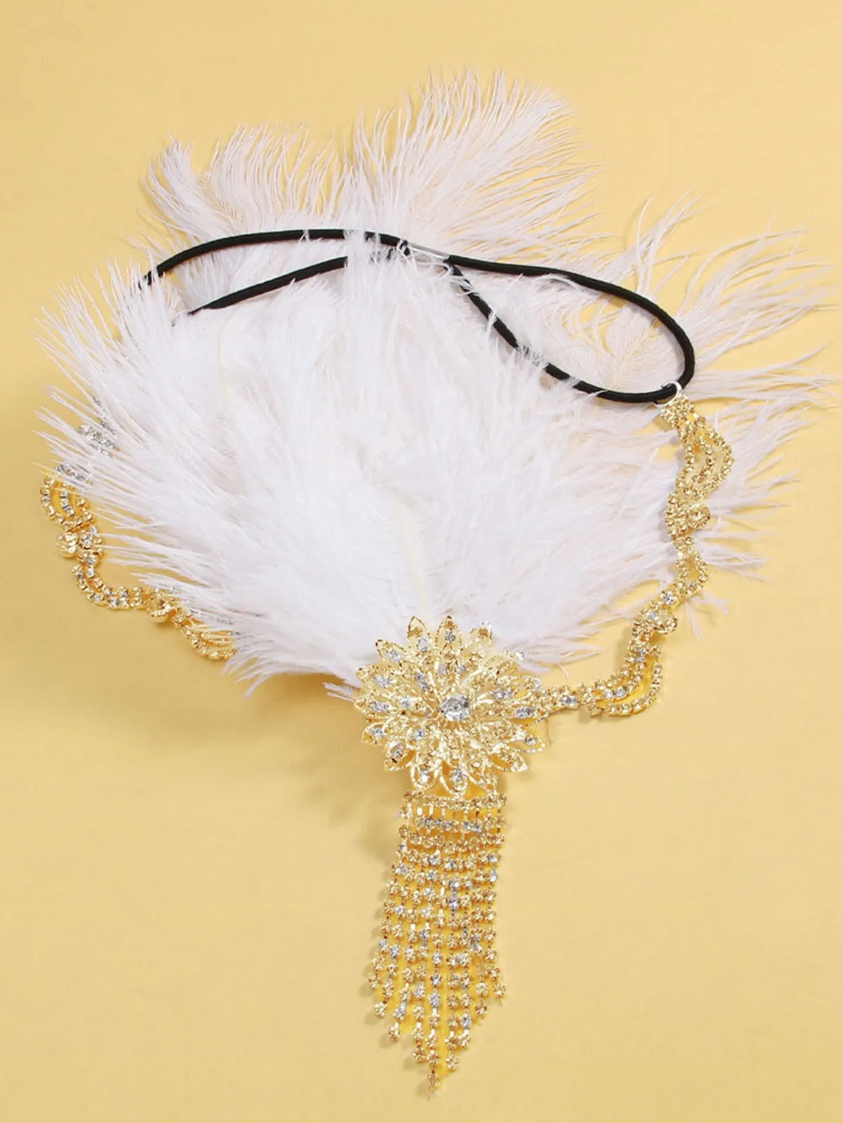 1920s Gatsby Feather Rhinestone Floral Headpiece sold by Retro Stage product image thumbnail 5