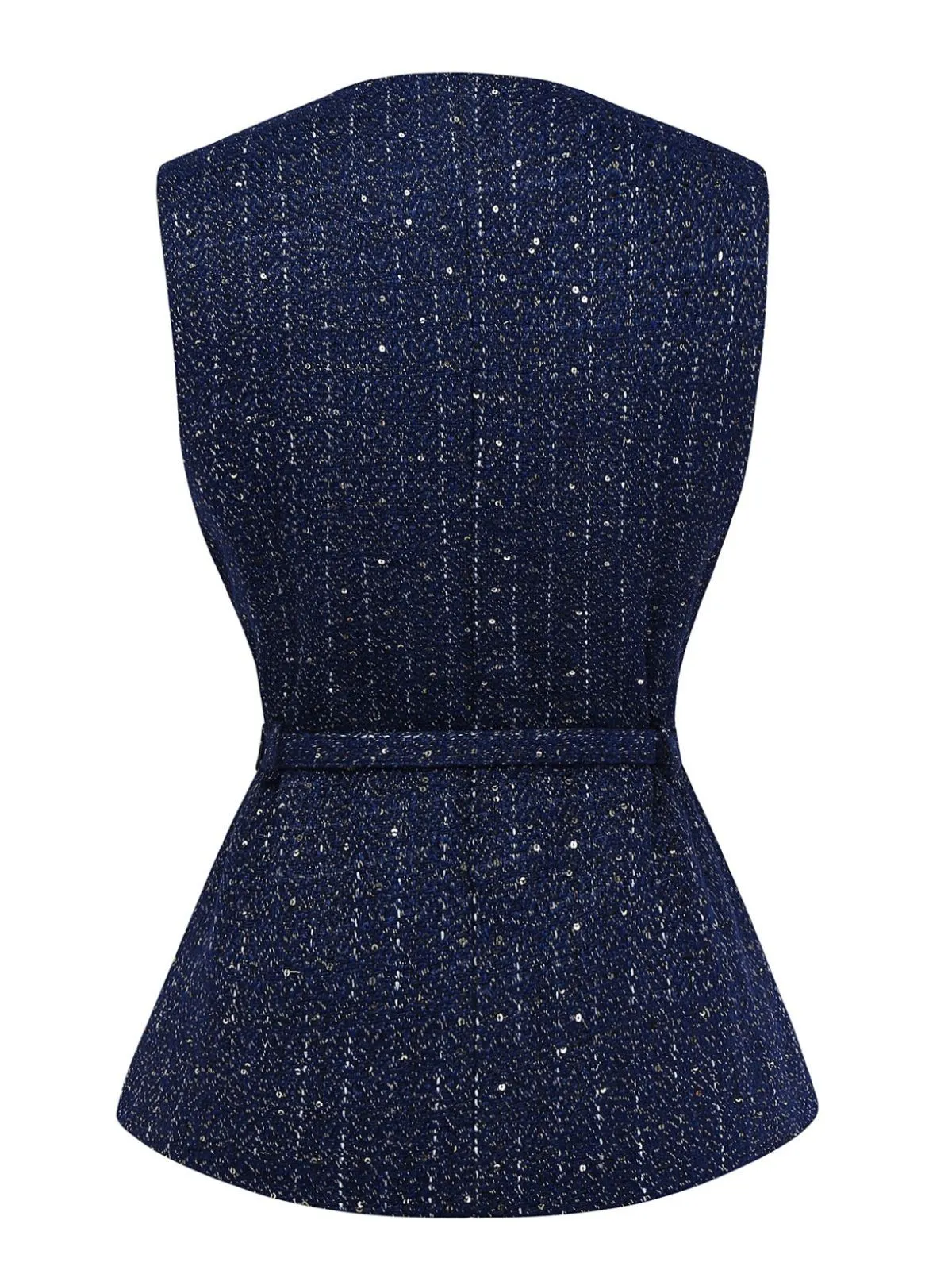 1960s Tweed Solid Button Belted Vest sold by Retro Stage product image thumbnail 3