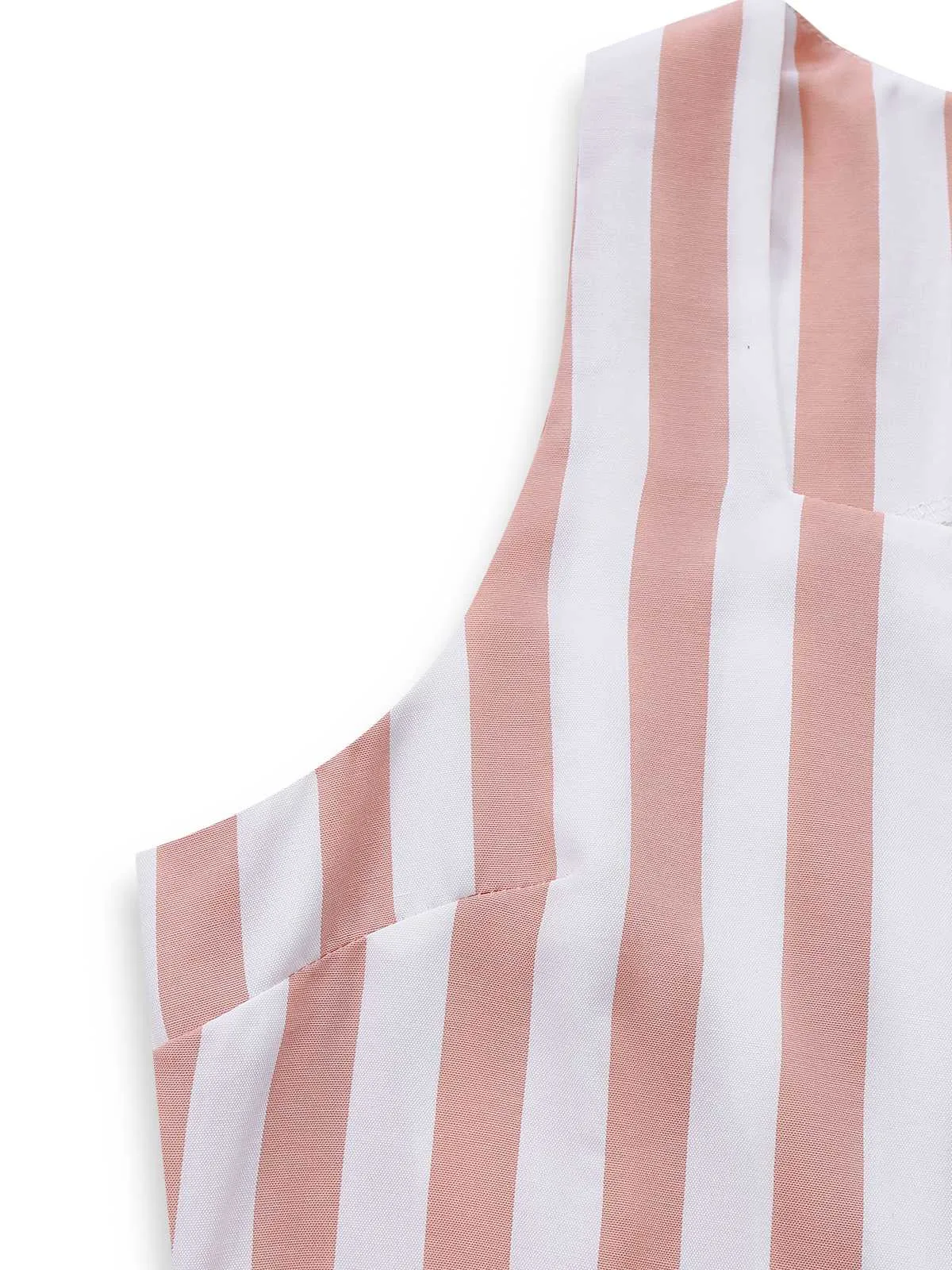 2pcs Khaki 1960s Striped Square Neck Sleeveless Vest & Shorts sold by Retro Stage product image thumbnail 5