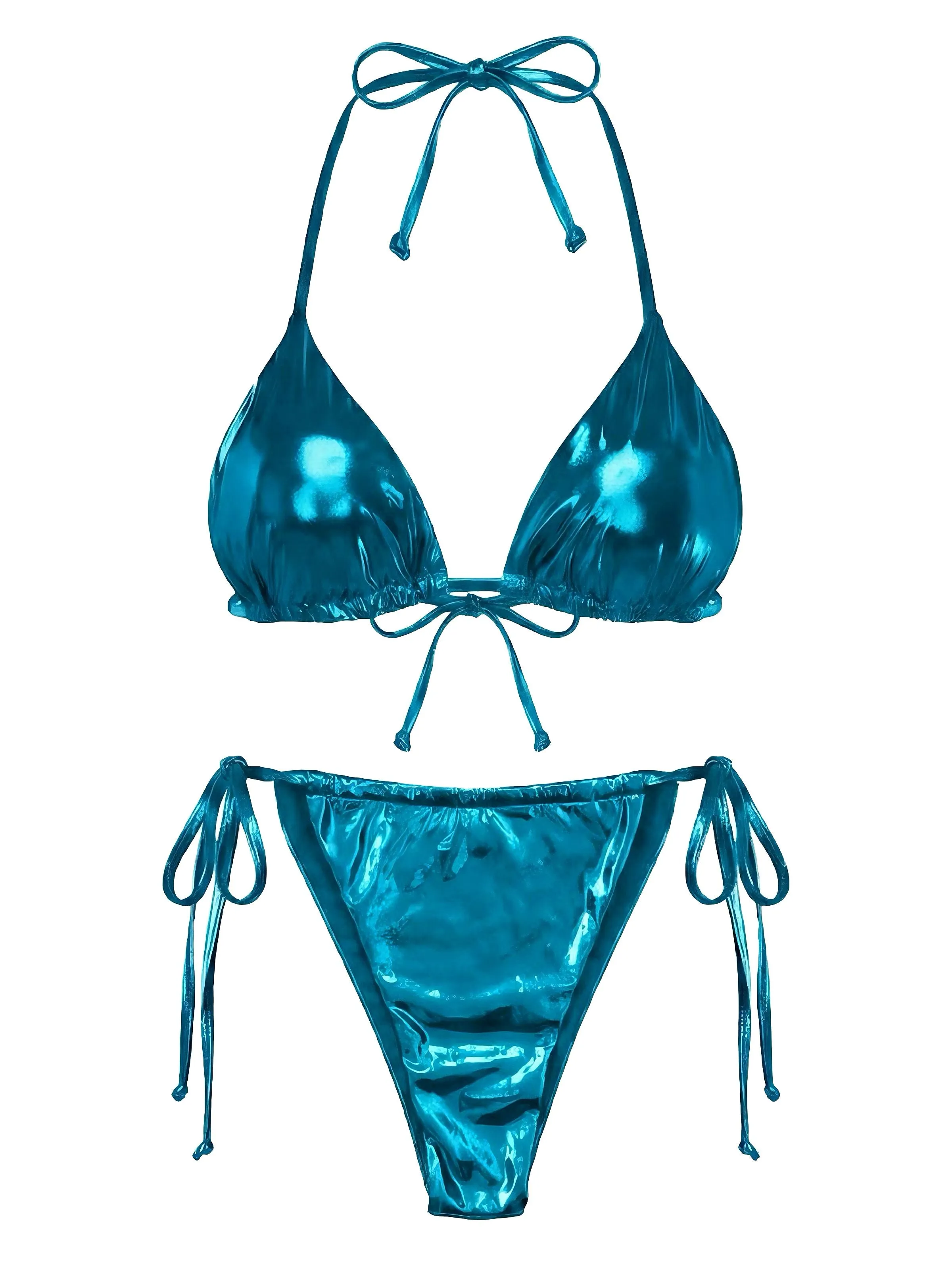 1970s Solid Halter Metallic Bikini Set sold by Retro Stage product image thumbnail 3